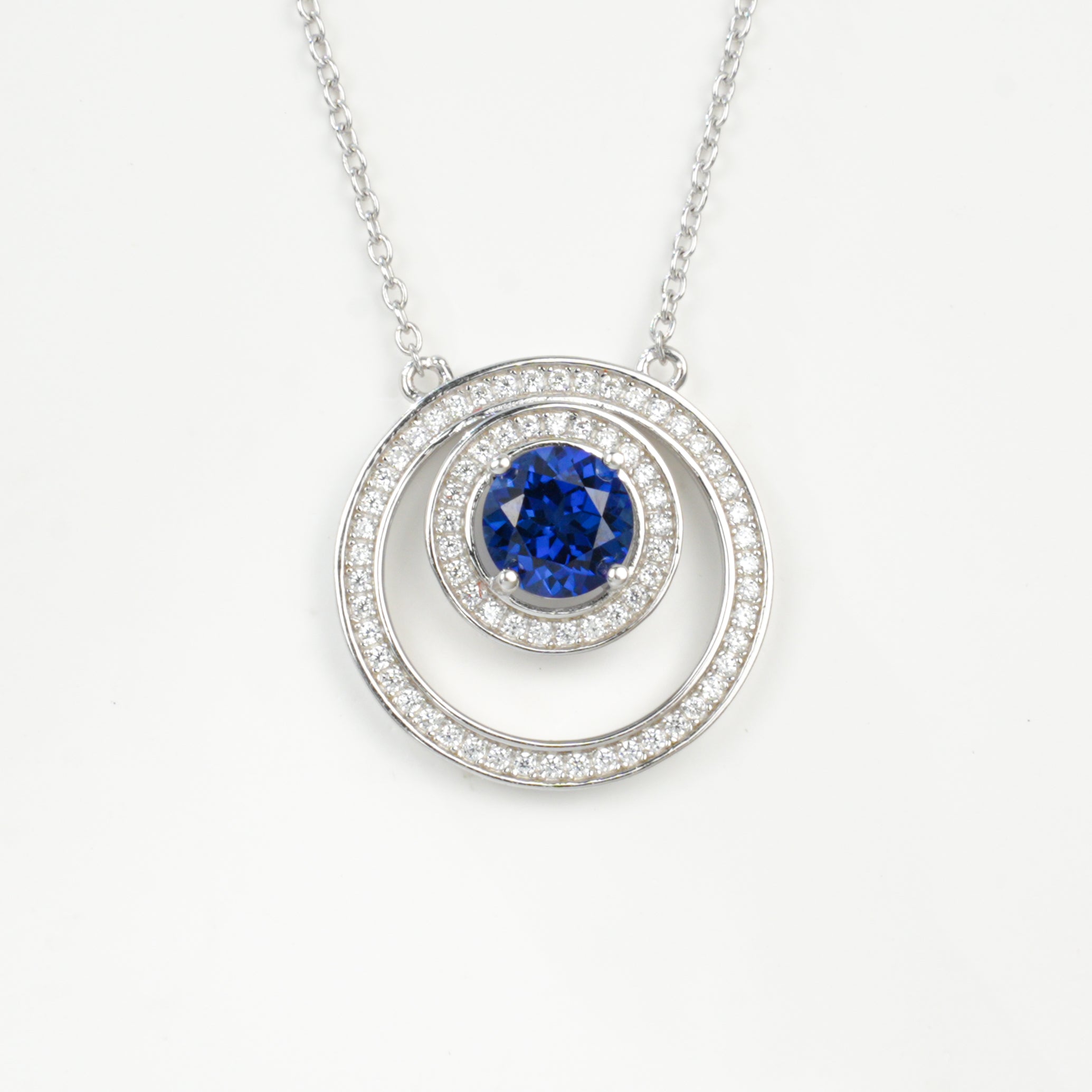 Lab-Grown Padparadscha - Double-Hoop Soft Pink Starwheel Necklace