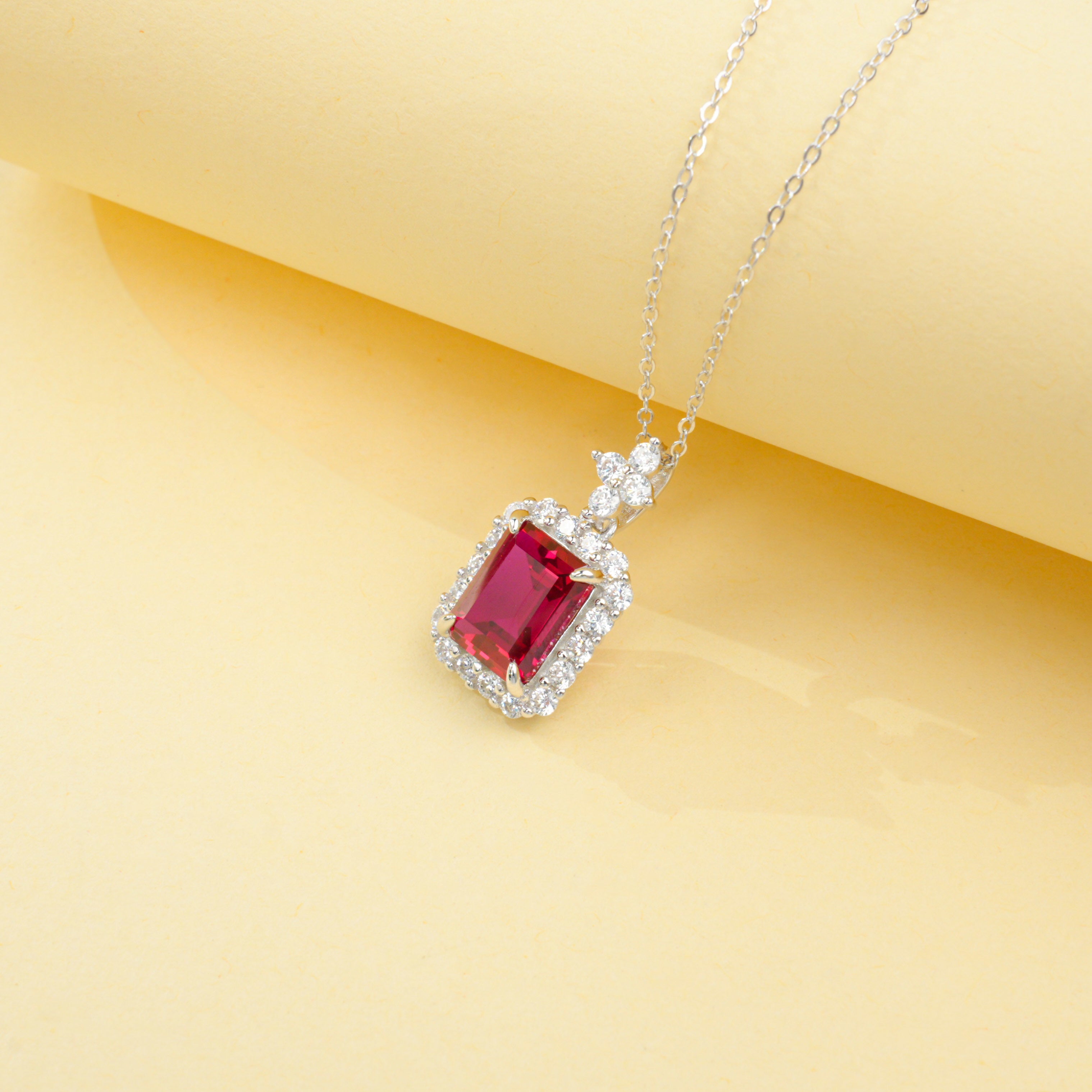 Lab-Grown Emerald - Square Emerald Diamond Cluster Square Hoop Necklace