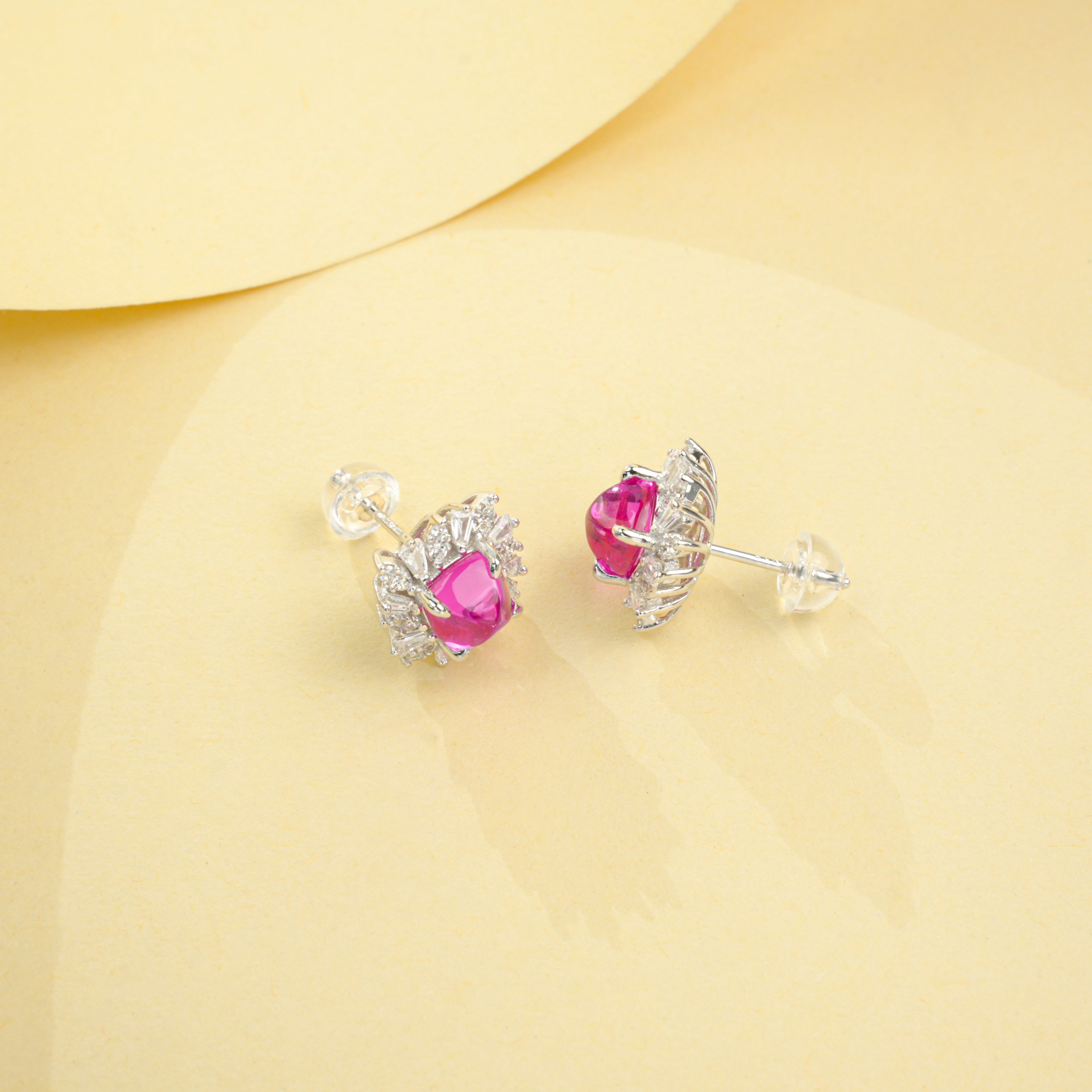 Lab-Grown Sapphire - Square Blue Starburst Diamond-Cluster Earrings