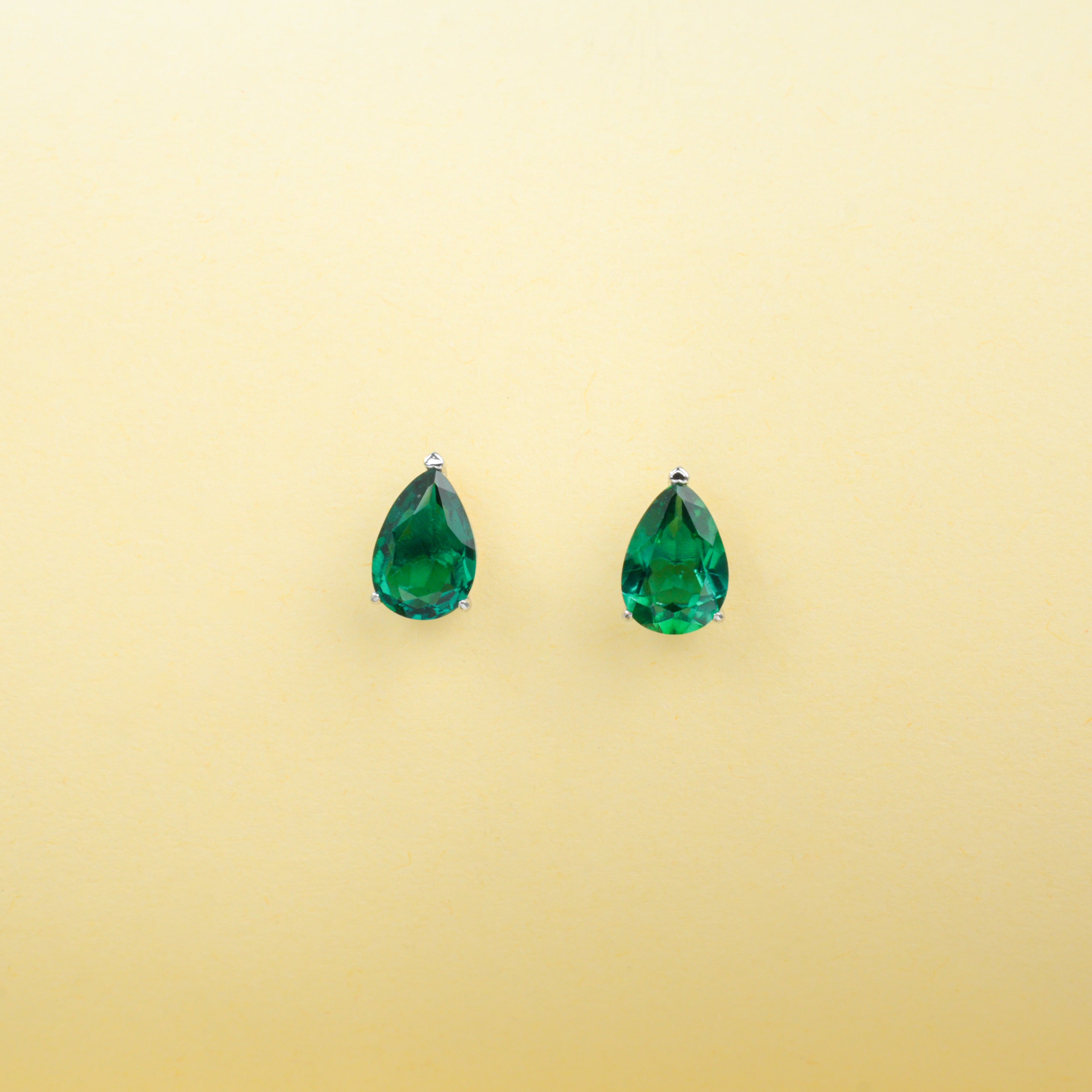 Lab-Grown Emerald - Teardrop Deep Verdant Minimalist Earrings