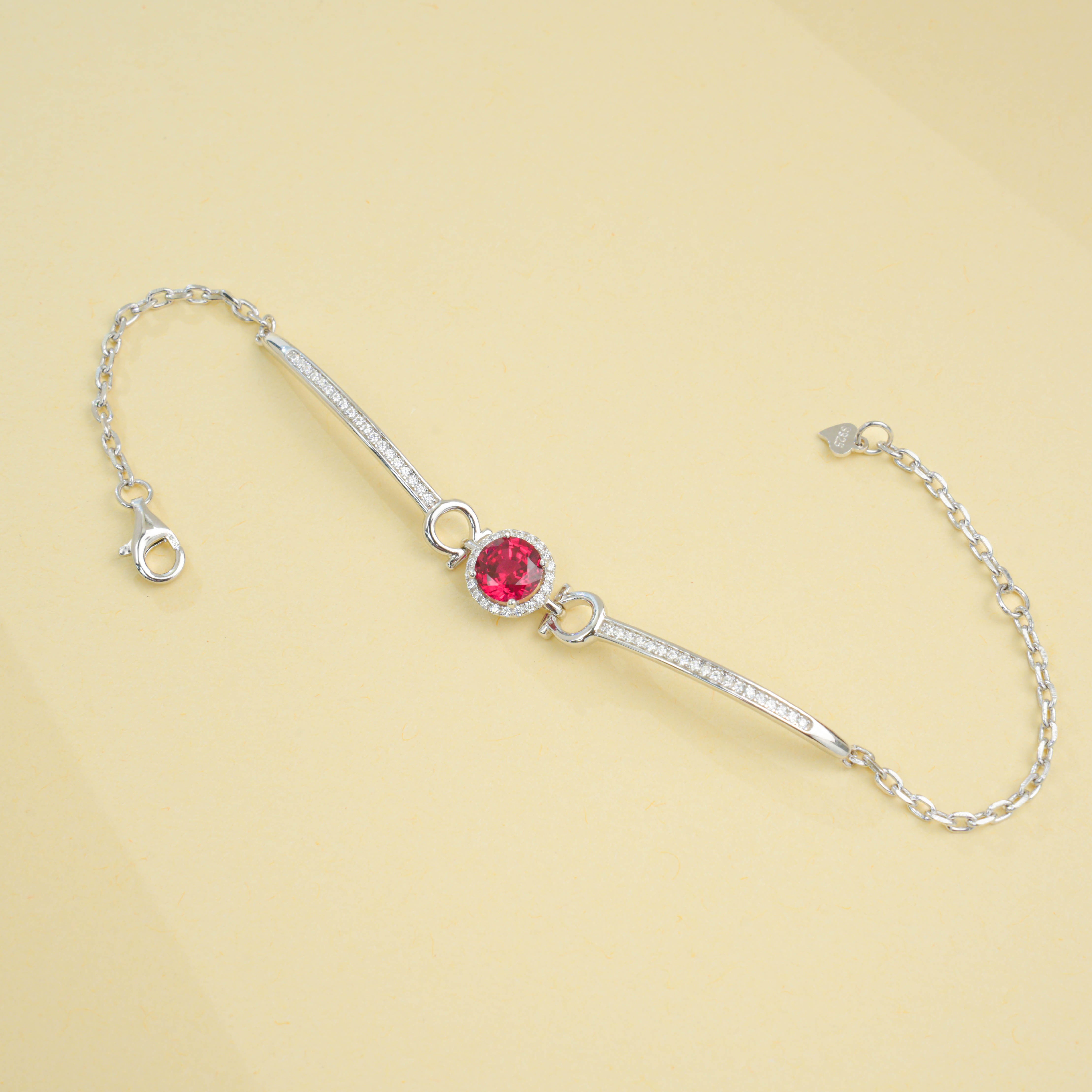 Lab-Grown Sapphire - Round Blue Diamond-Inset Soft-Arc Bracelet