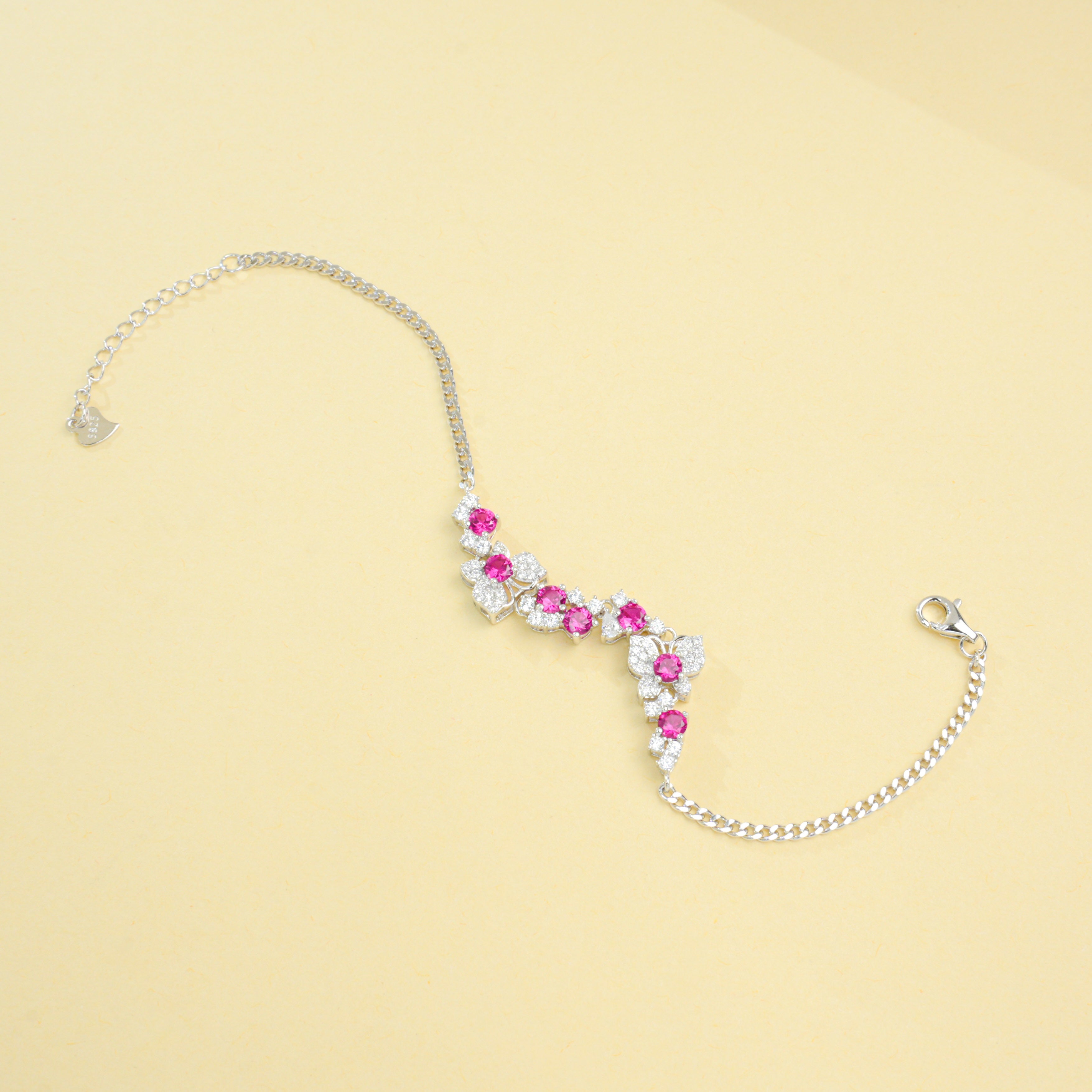 Lab-Grown Emerald - Emerald Cluster Floral Vine Soft-Wrist Bracelet