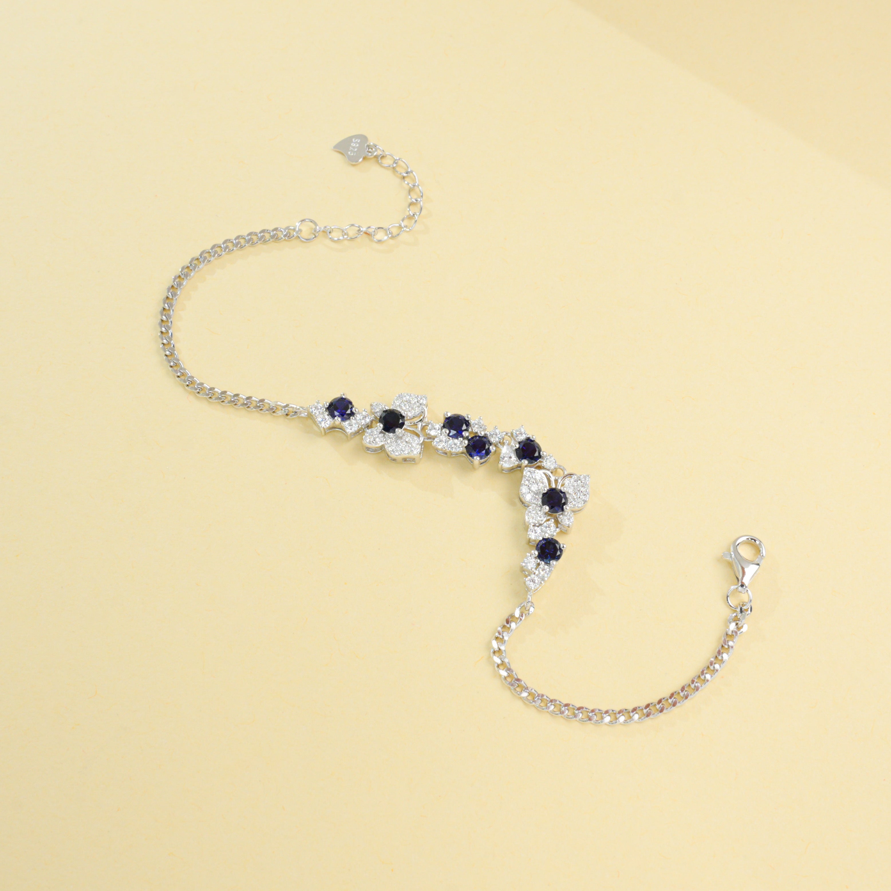 Lab-Grown Emerald - Emerald Cluster Floral Vine Soft-Wrist Bracelet