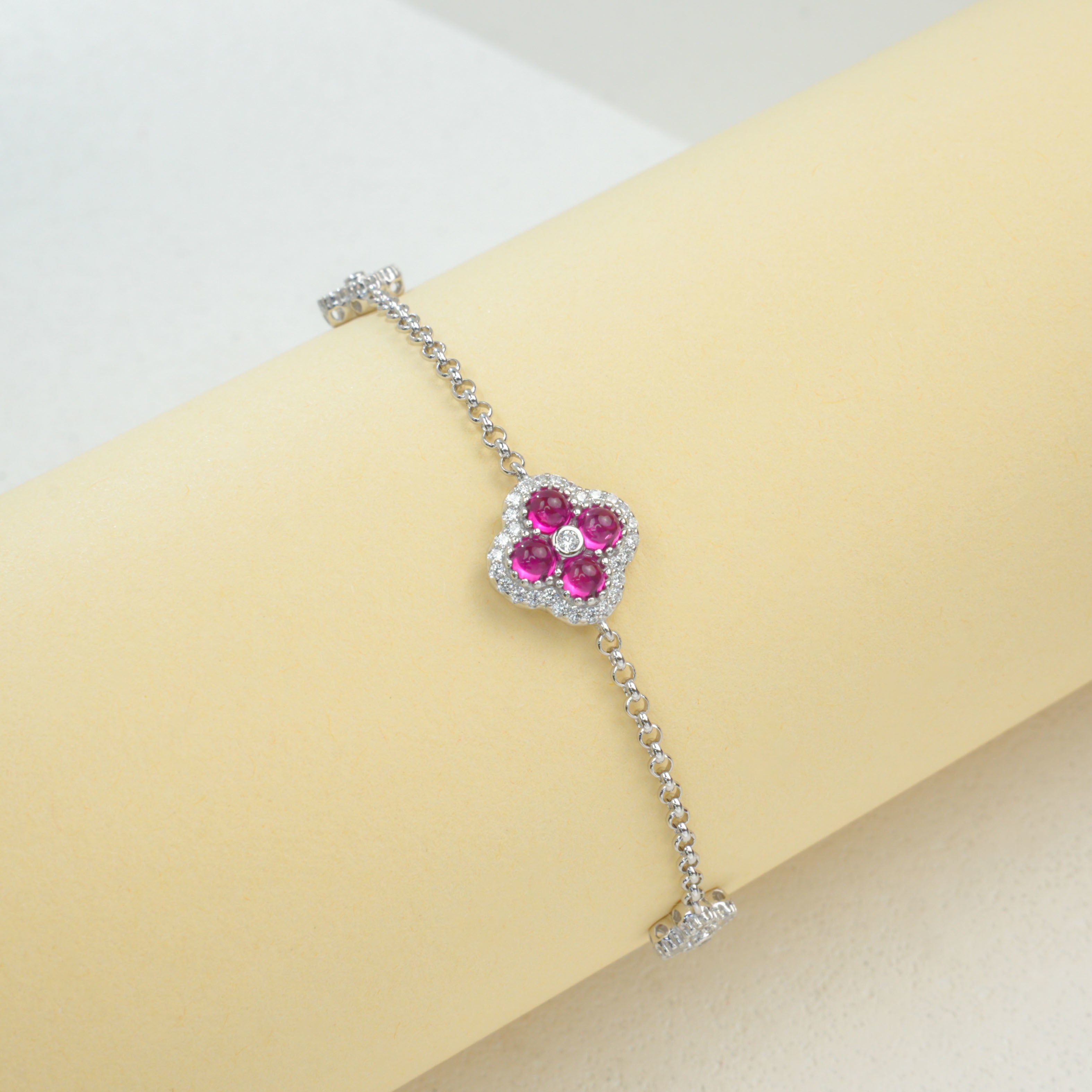 Lab-Grown Emerald - Emerald Heart Four-Leaf Lucky Charm Bracelet