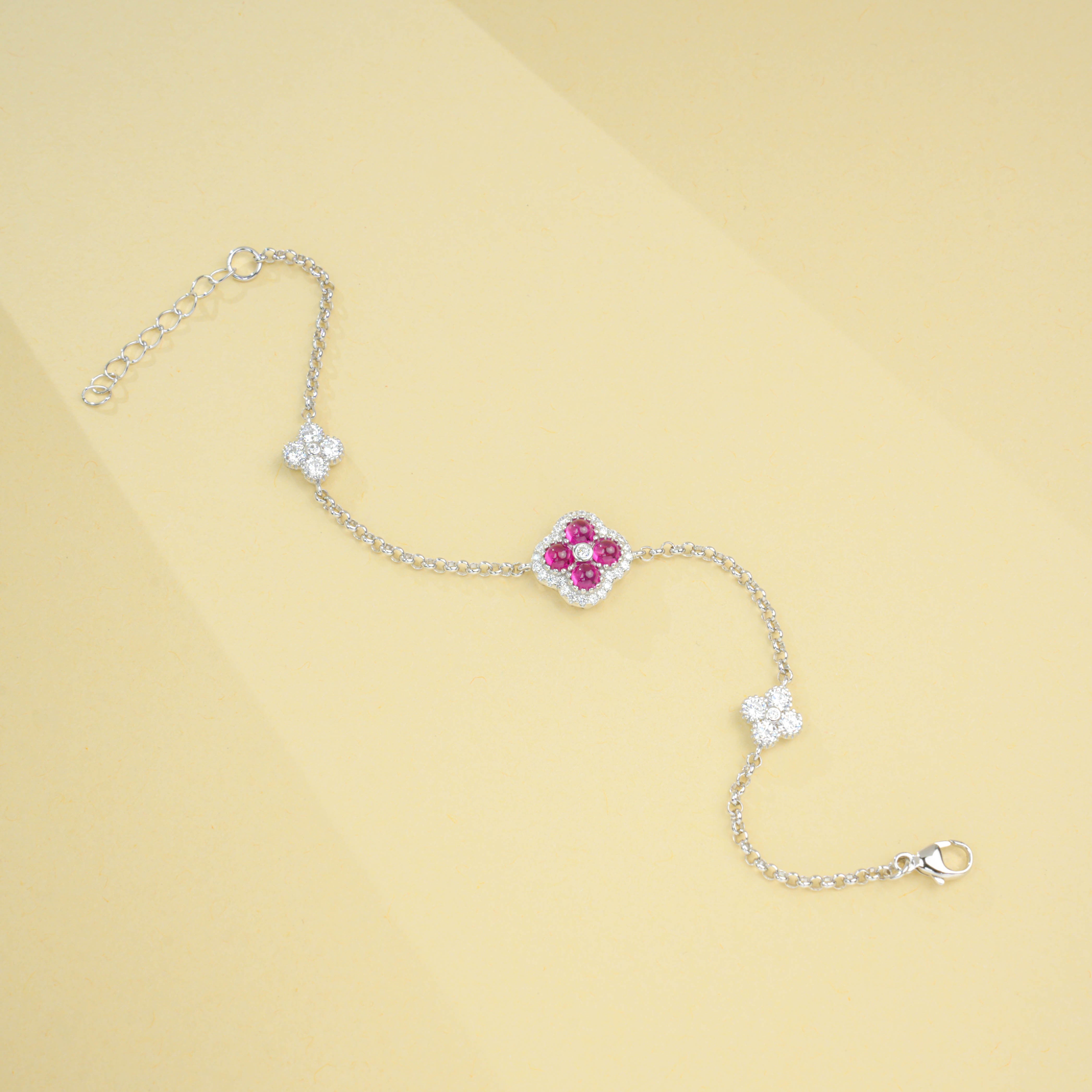 Lab-Grown Emerald - Emerald Heart Four-Leaf Lucky Charm Bracelet