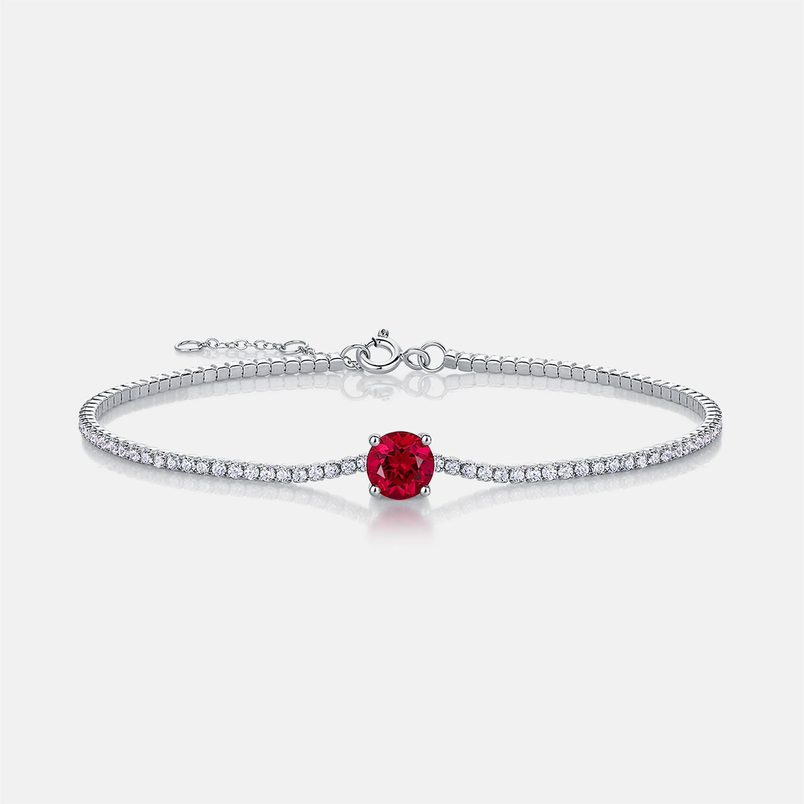 Lab-Grown Emerald - Round Emerald Diamond Chain Simple Bracelet