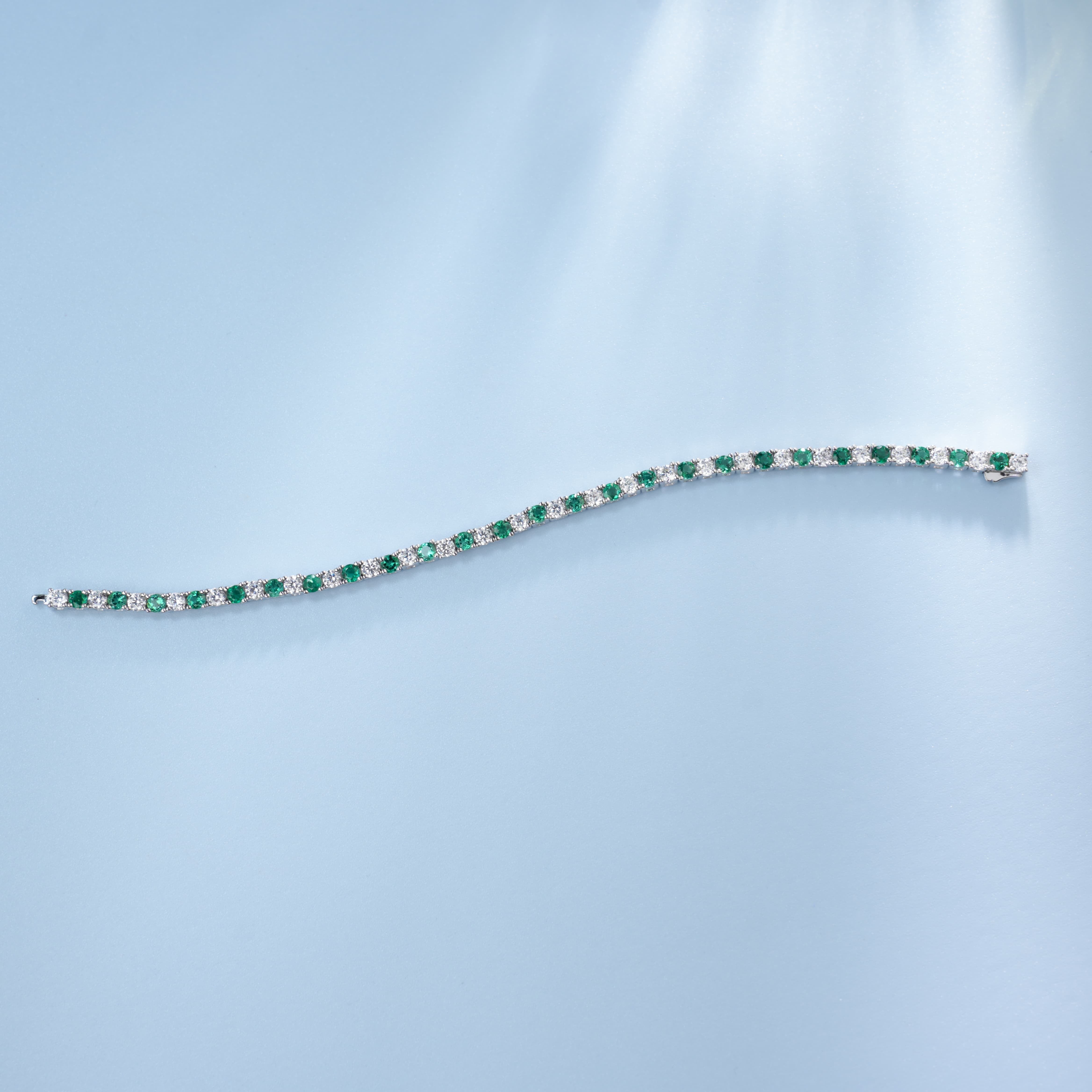 Lab-Grown Emerald - Emerald Diamond Fully Pavé Circle-Wrist Bracelet
