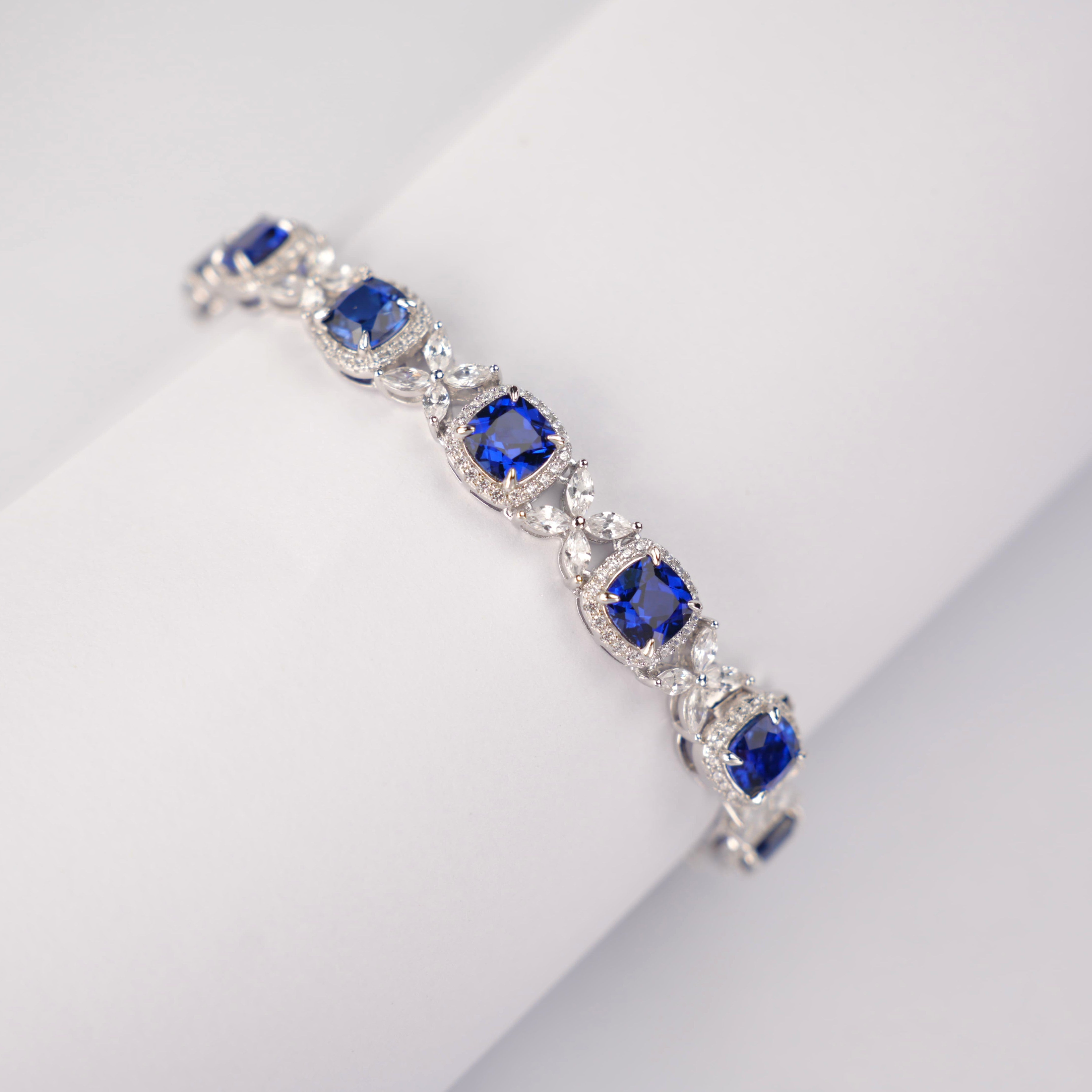 Lab-Grown Ruby - Crimson Diamond Cluster Luxury Bracelet