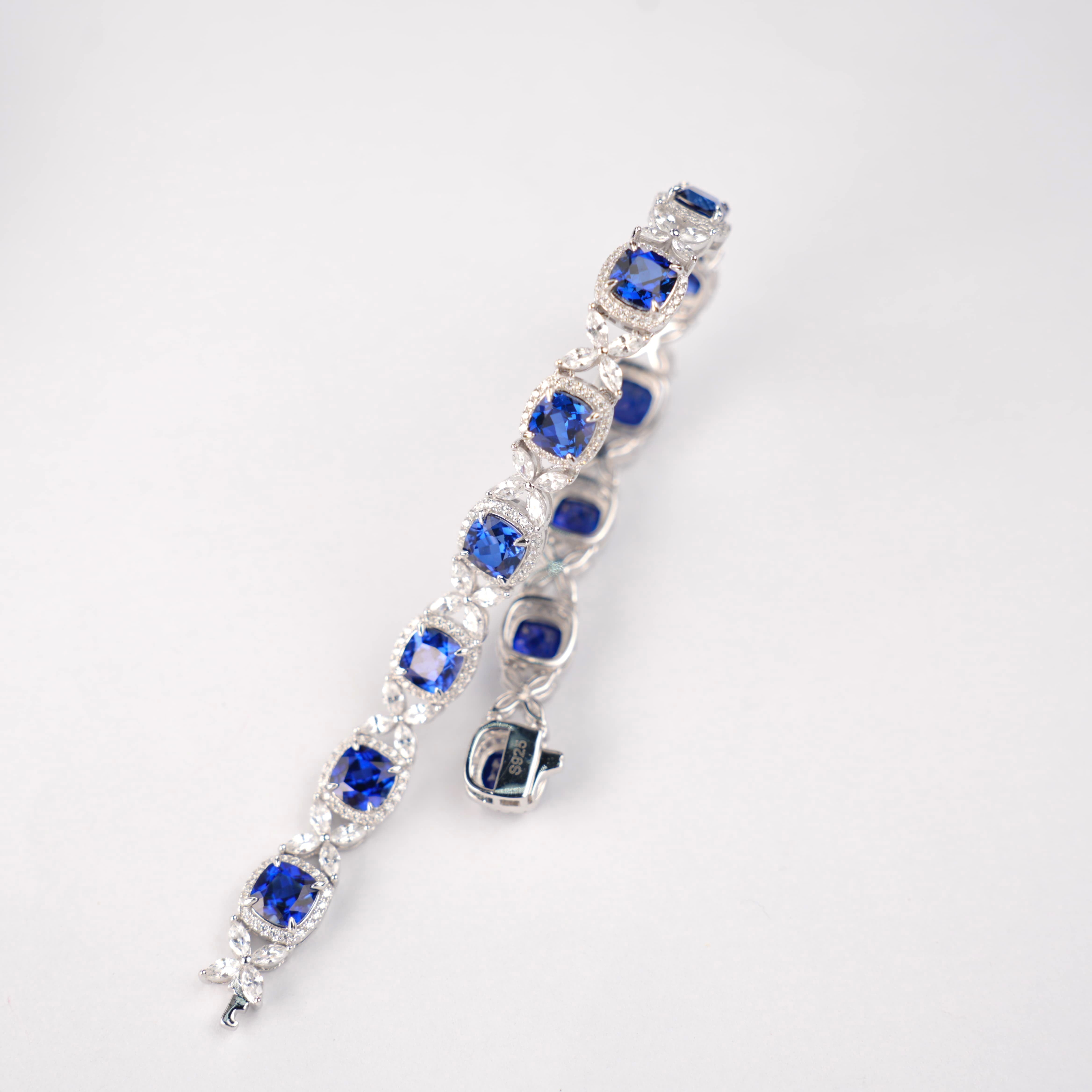 Lab-Grown Ruby - Crimson Diamond Cluster Luxury Bracelet