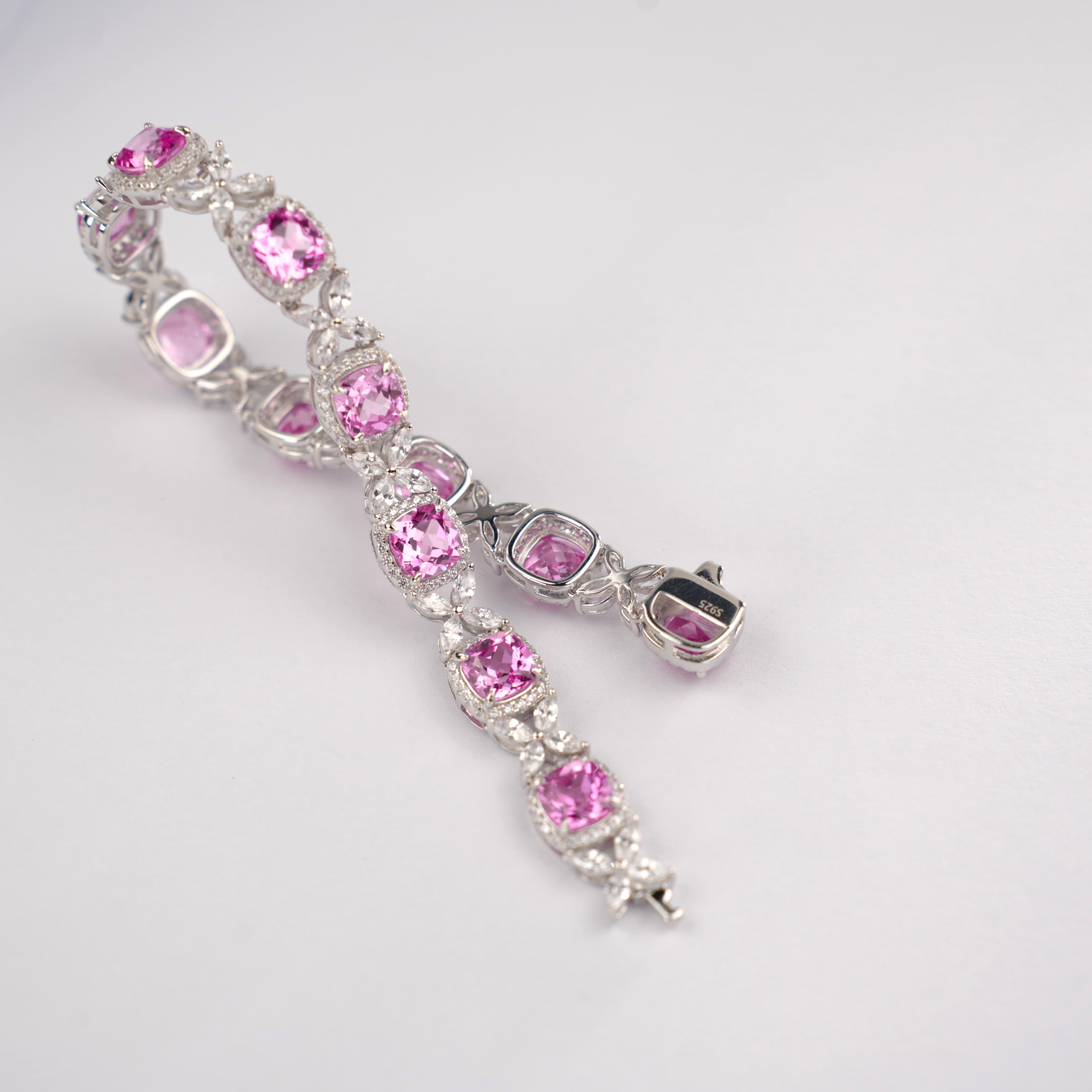 Lab-Grown Ruby - Crimson Diamond Cluster Luxury Bracelet