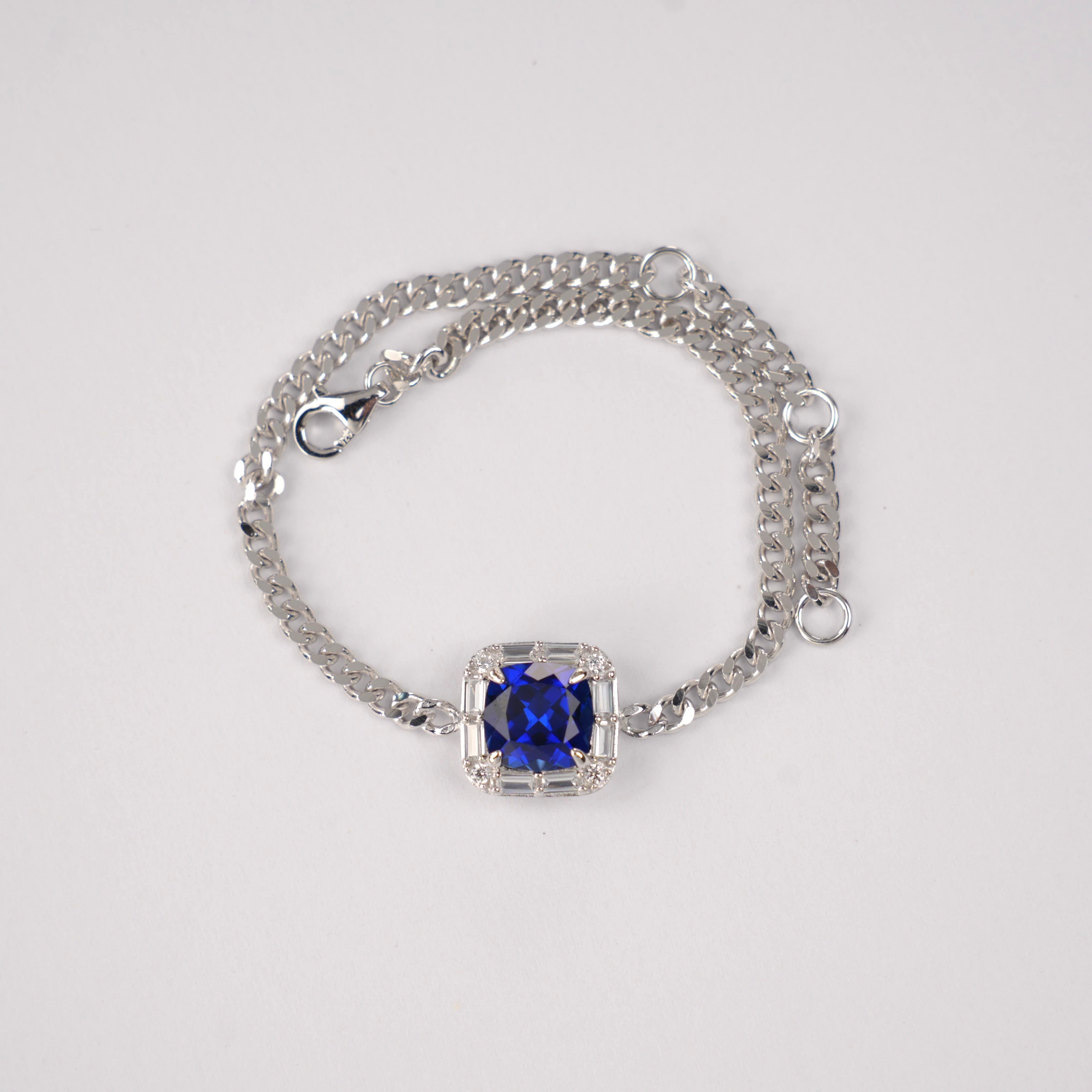 Lab-Grown Ruby - Square Crimson Diamond-Set Chunky Chain Bracelet