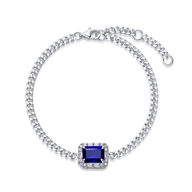 Lab-Grown Emerald - Square Emerald Diamond-Set Cuban Link Bracelet