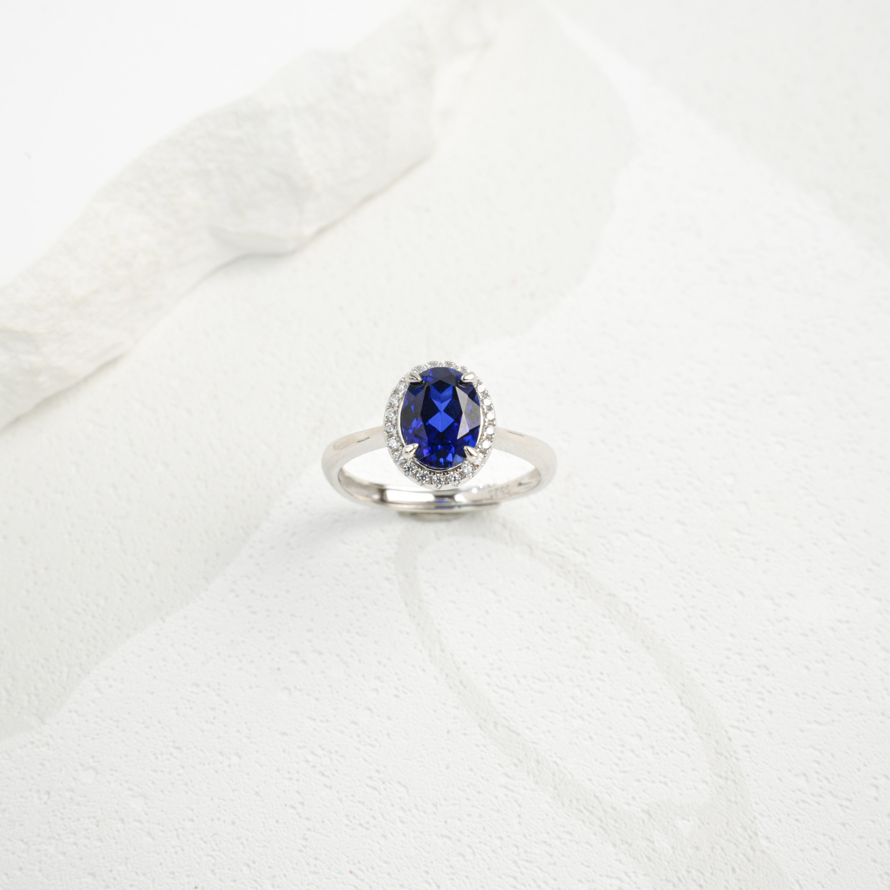 Lab-Grown Padparadscha - Pink Oval Diamond-Halo Soft Ring