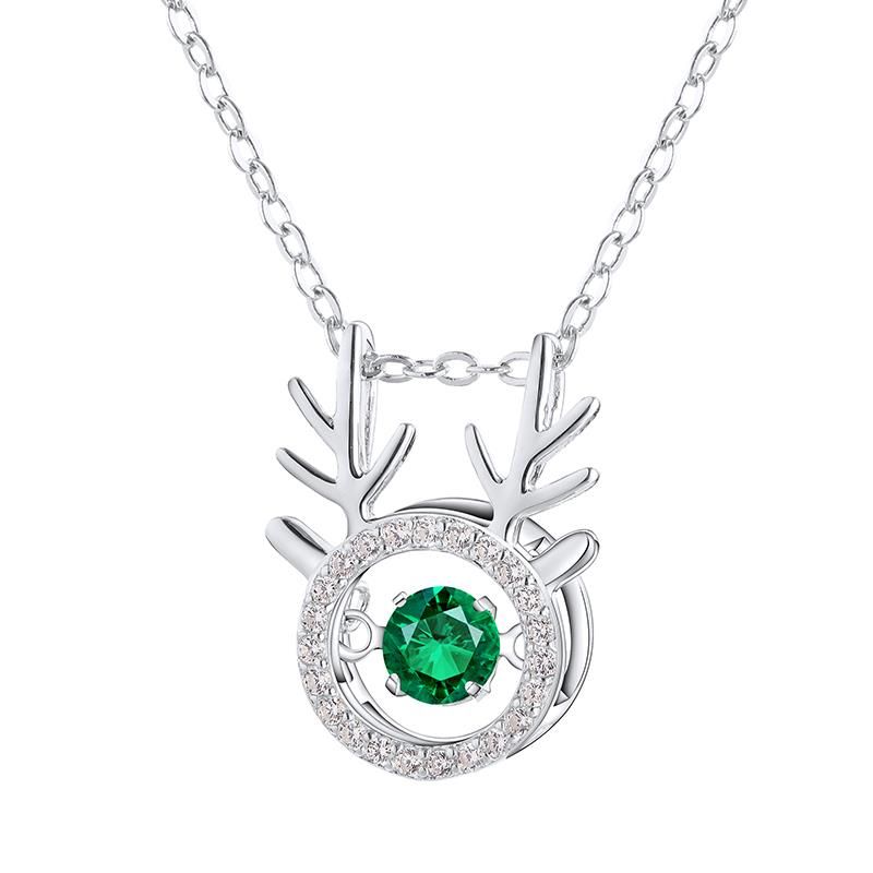 Lab-Grown Emerald - Spirit Deer Emerald Diamond Floating Pendant