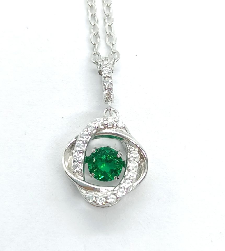 Lab-Grown Emerald - Emerald Knot Diamond-Wrapped Intertwined Pendant