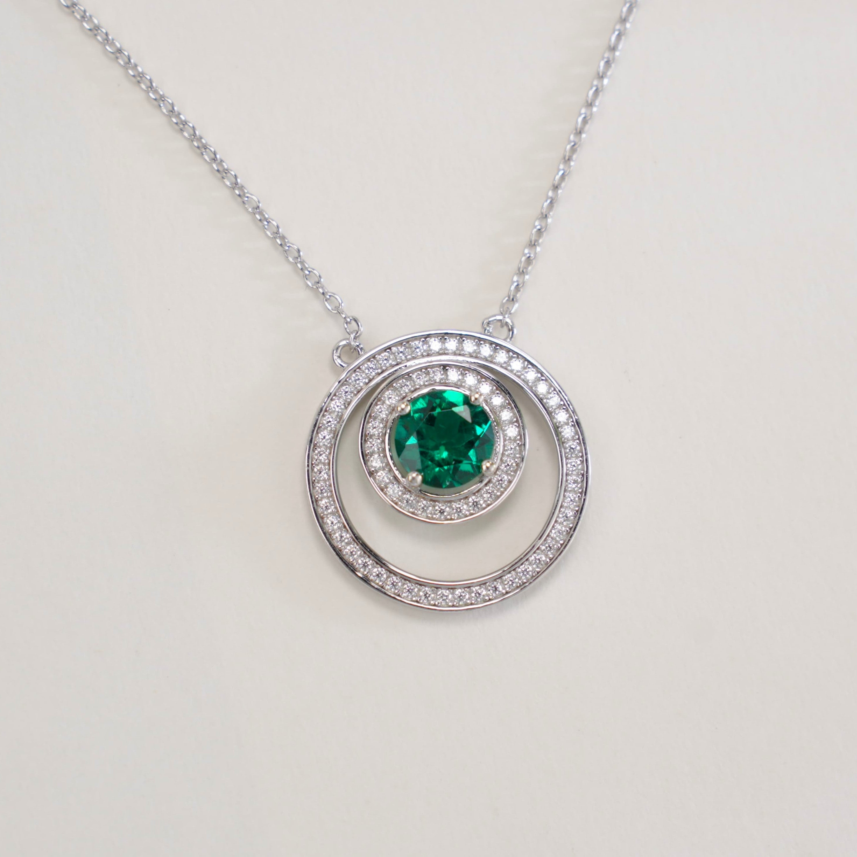 Lab-Grown Padparadscha - Double-Hoop Soft Pink Starwheel Necklace