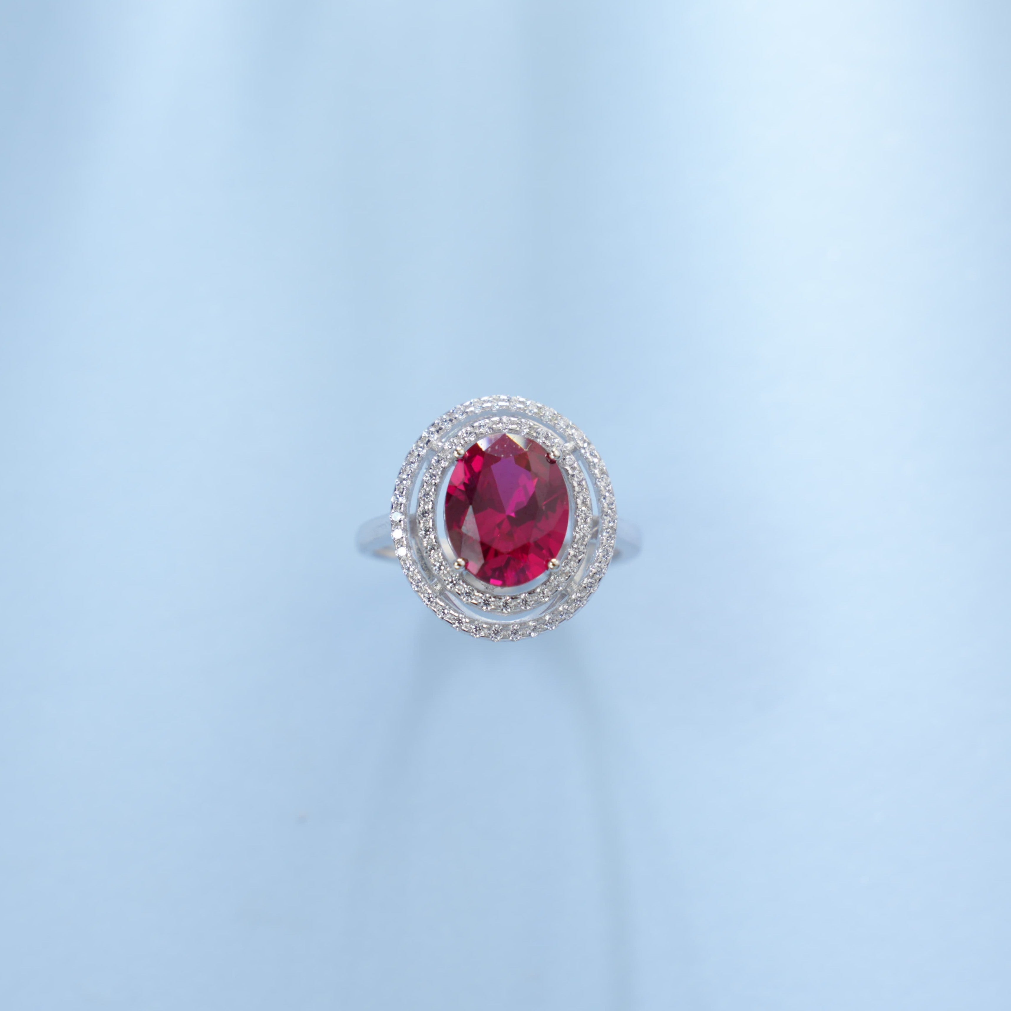 Lab-Grown Emerald - Emerald Halo Double-Halo Oval Diamond Ring