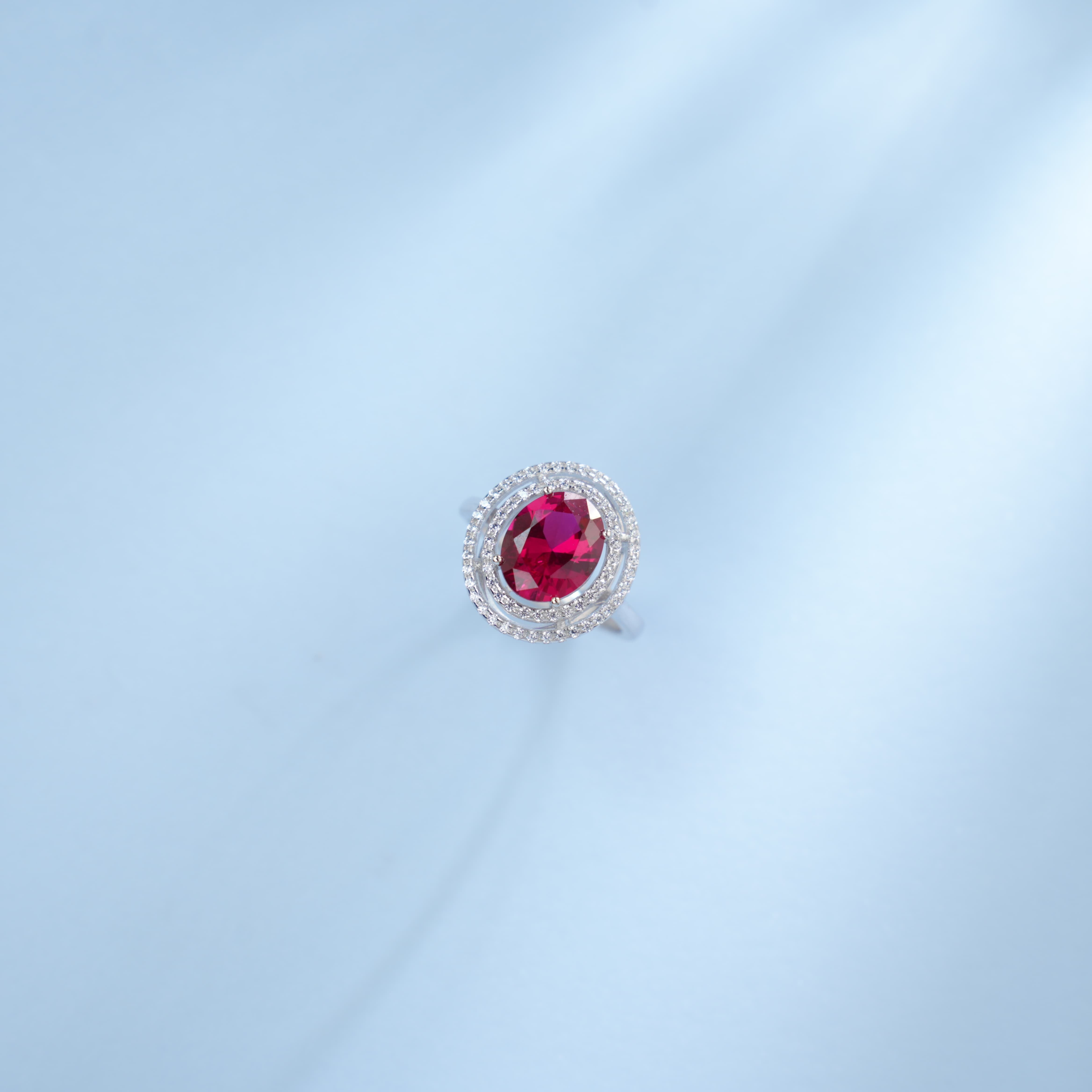 Lab-Grown Emerald - Emerald Halo Double-Halo Oval Diamond Ring