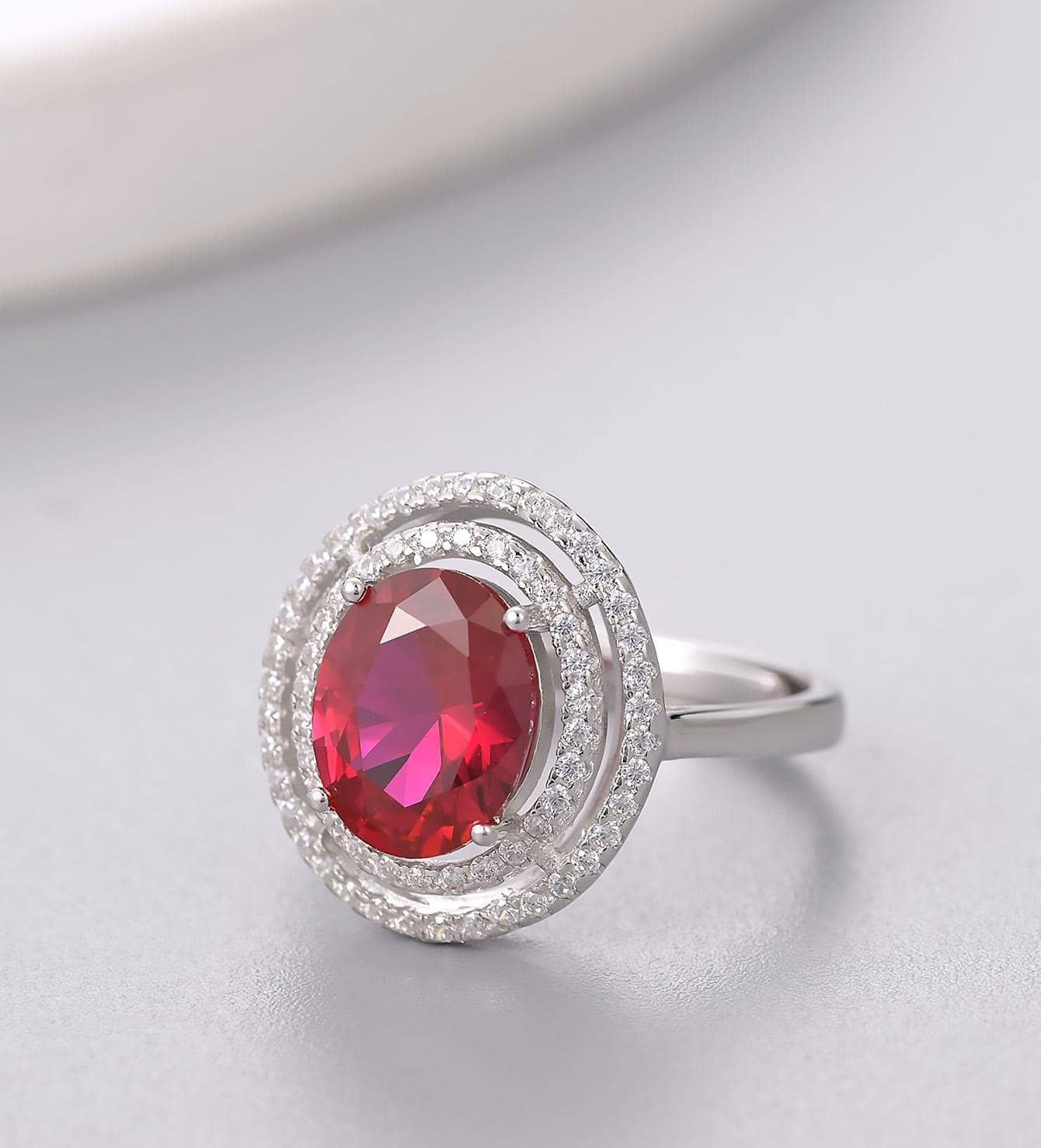 Lab-Grown Emerald - Emerald Halo Double-Halo Oval Diamond Ring