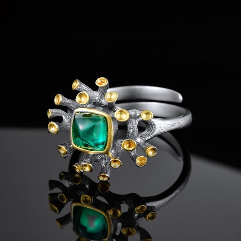 Square Lab-Grown Emerald Full-Diamond Ring - Double-Frame Luxury Jewelry