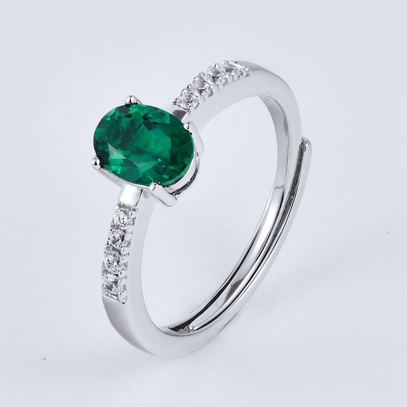 Oval Lab-Grown Emerald Ring - Diamond-Accented Minimalist Jewelry