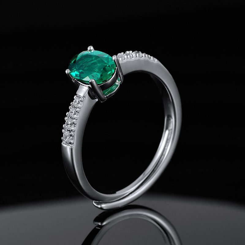 Oval Lab-Grown Emerald Ring - Diamond-Accented Minimalist Jewelry