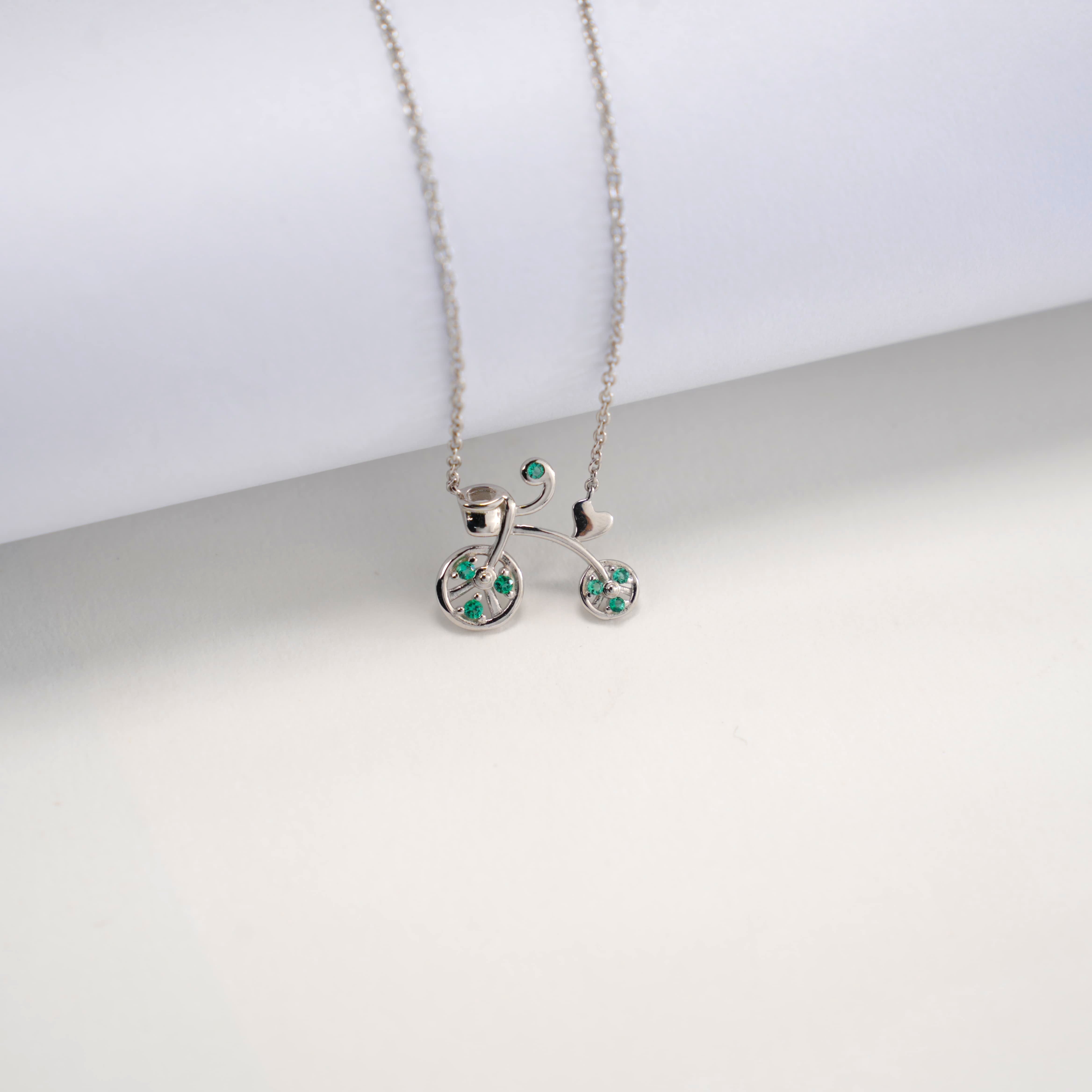 Lab-Grown Emerald - Emerald Diamond Cute Rider Pendant