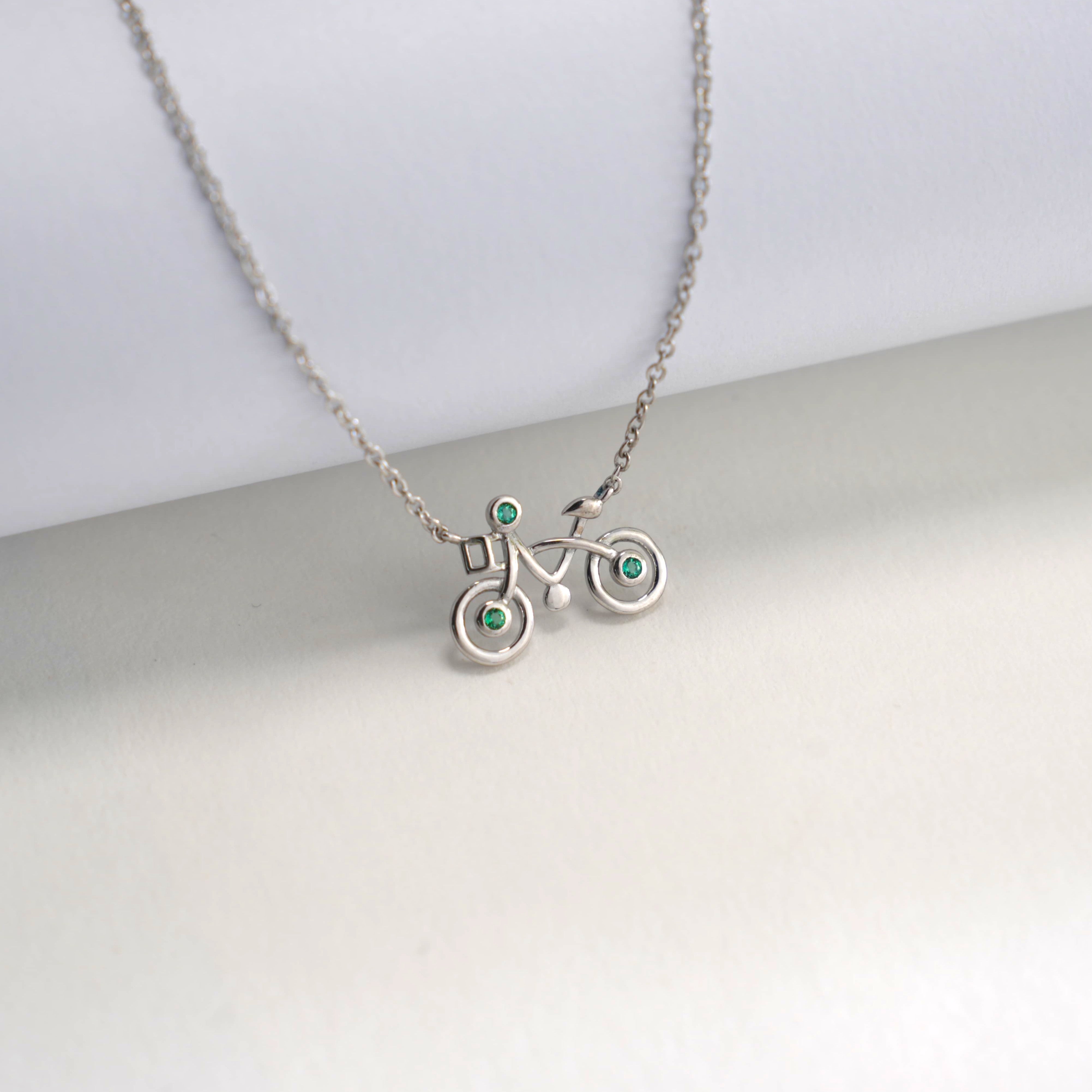 Lab-Grown Emerald - Emerald Diamond Cute Rider Pendant