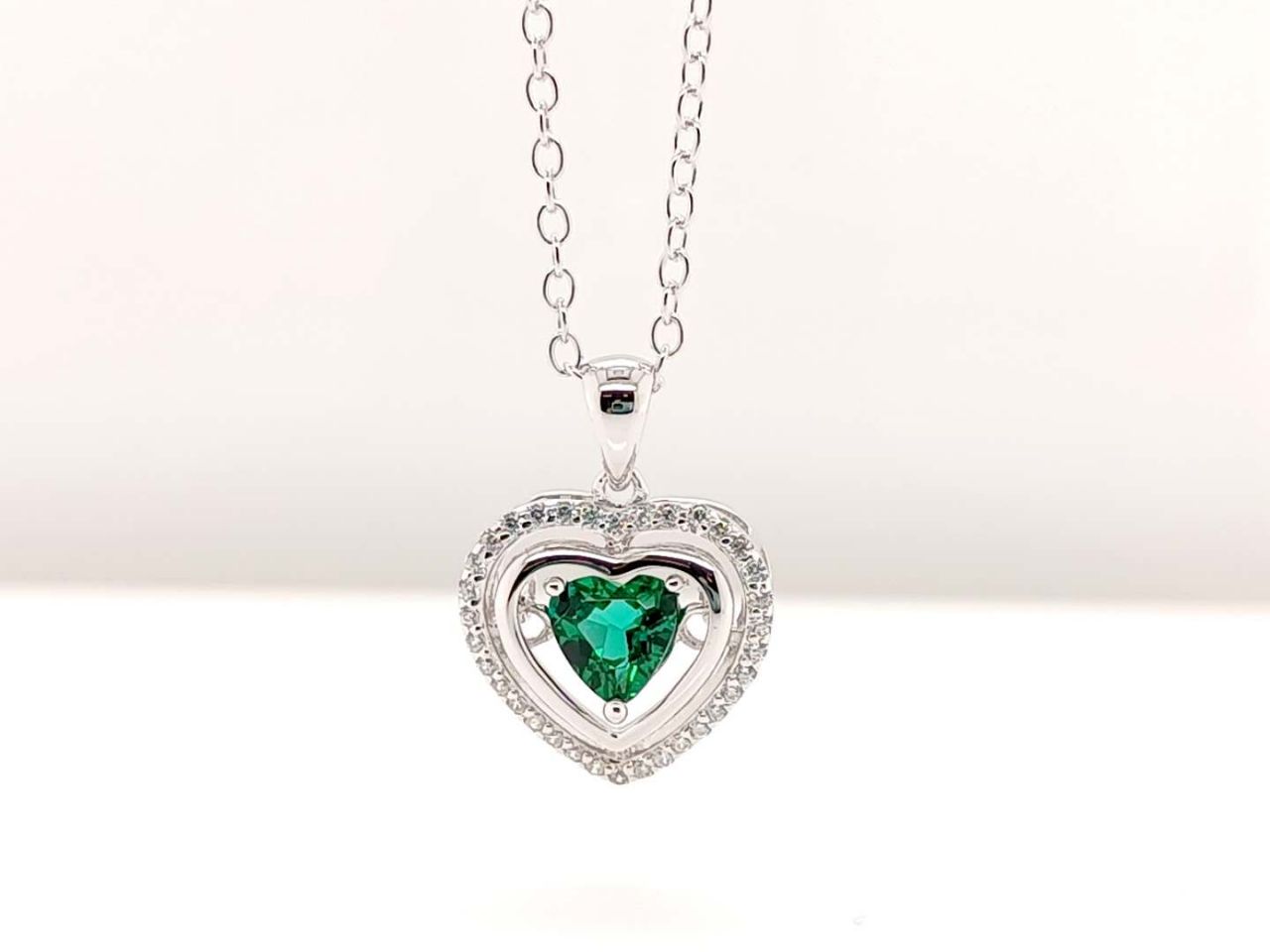 Lab-Grown Emerald - Emerald Heart Double-Hoop Sweetness Pendant