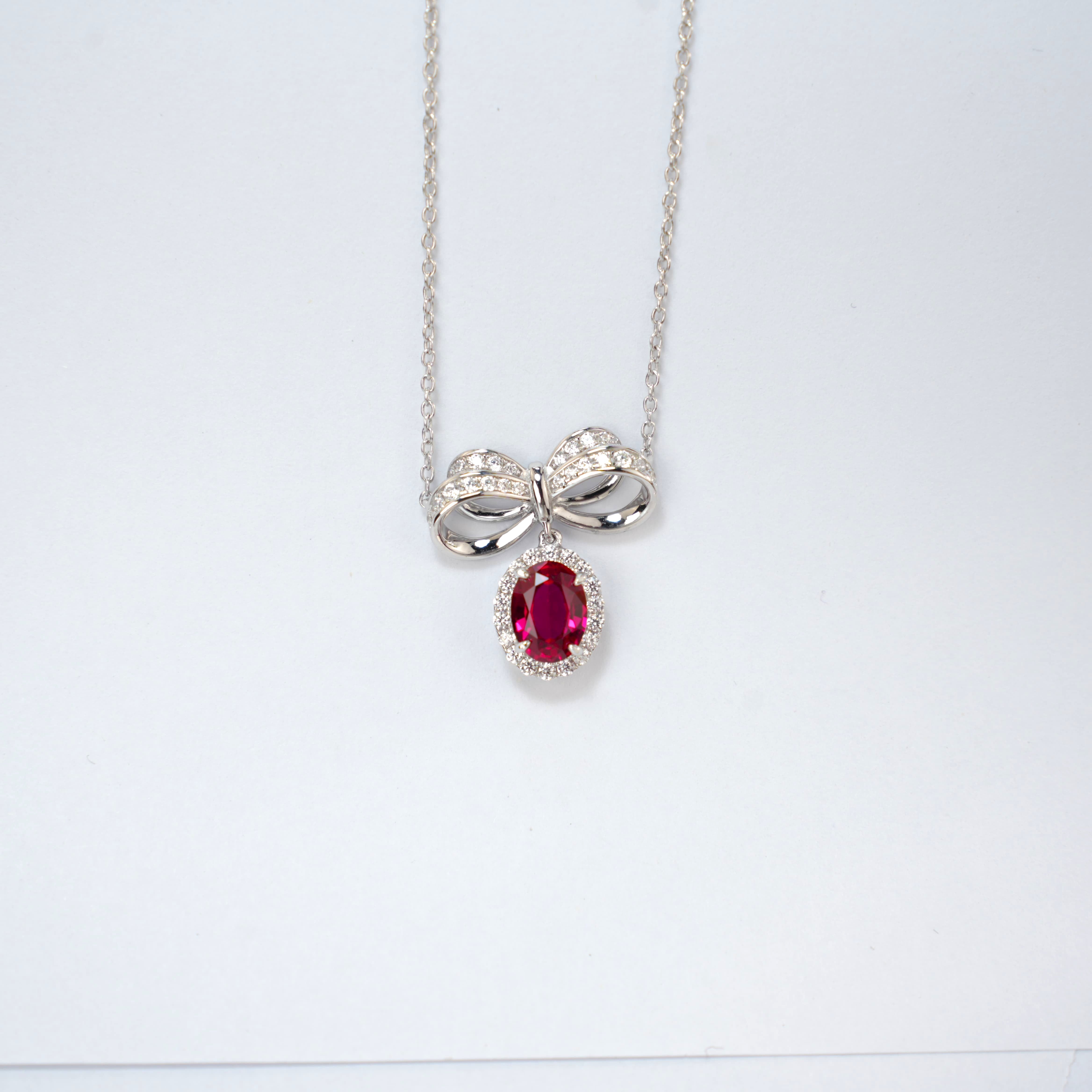 Lab-Grown Emerald - Emerald Butterfly Diamond-Knot Soft Pose Pendant