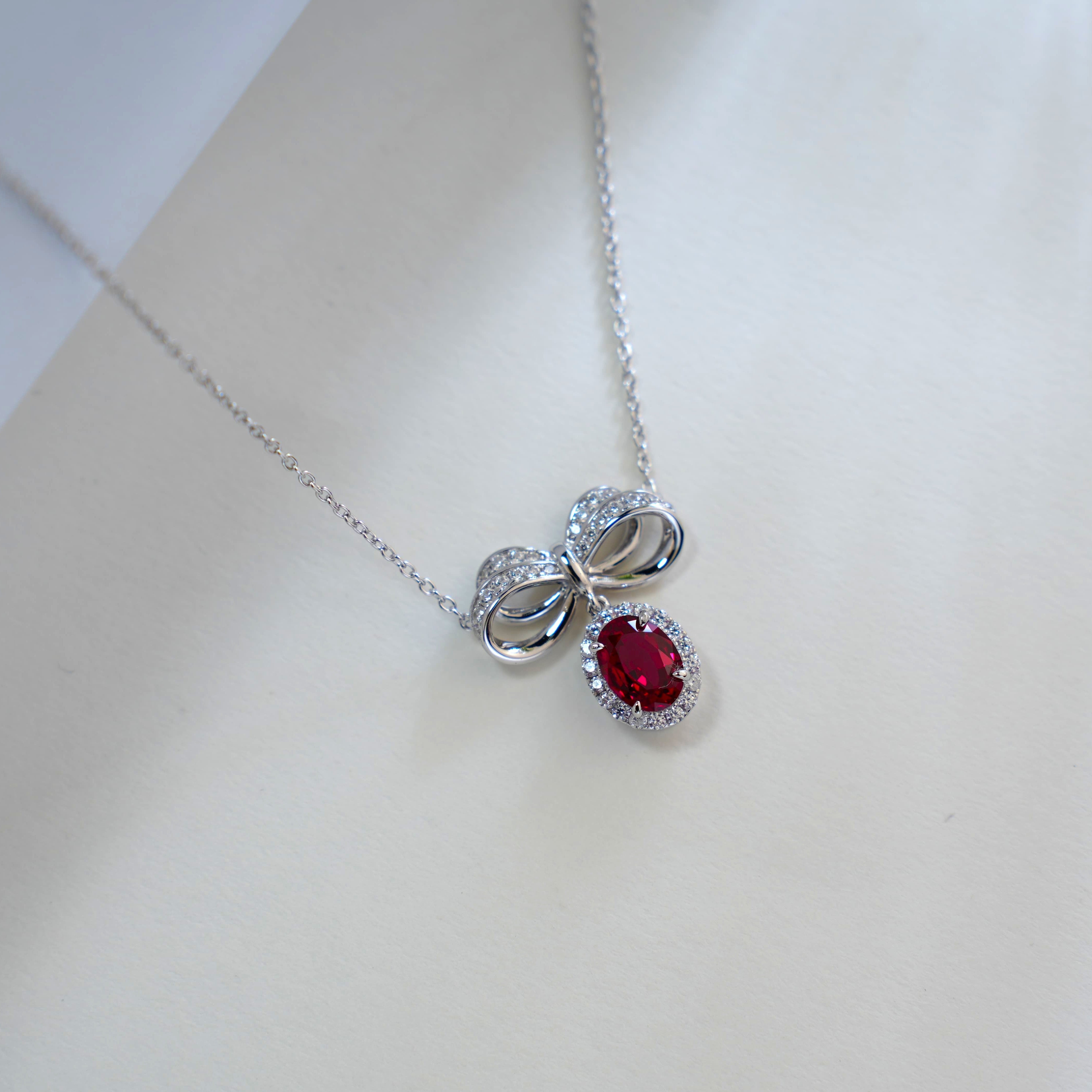 Lab-Grown Emerald - Emerald Butterfly Diamond-Knot Soft Pose Pendant