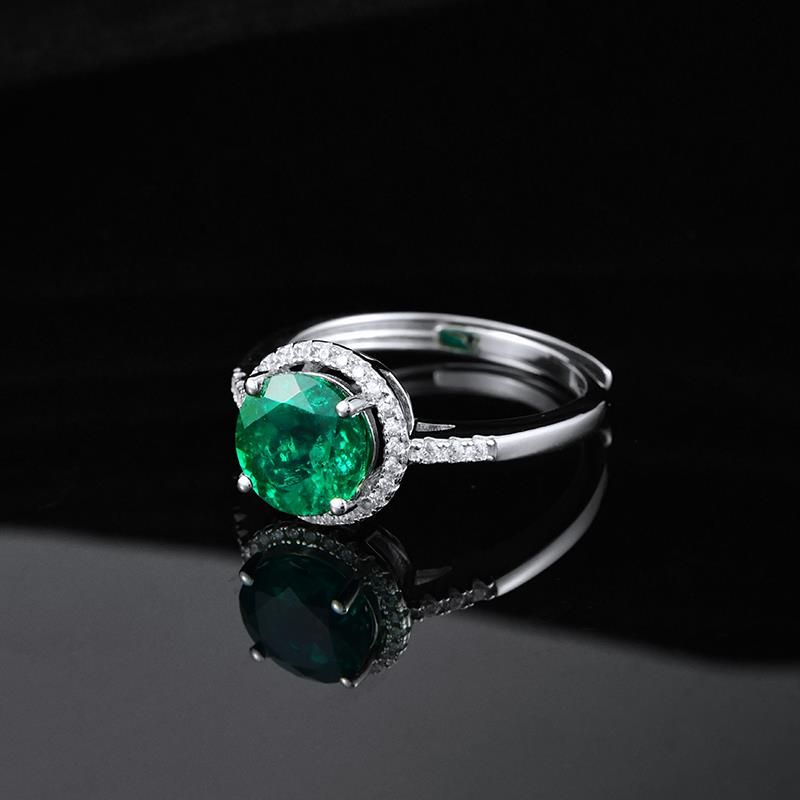 Lab-Grown Paraiba Tourmaline - Oceanic Round Diamond-Wrapped Gentle Ripple Ring