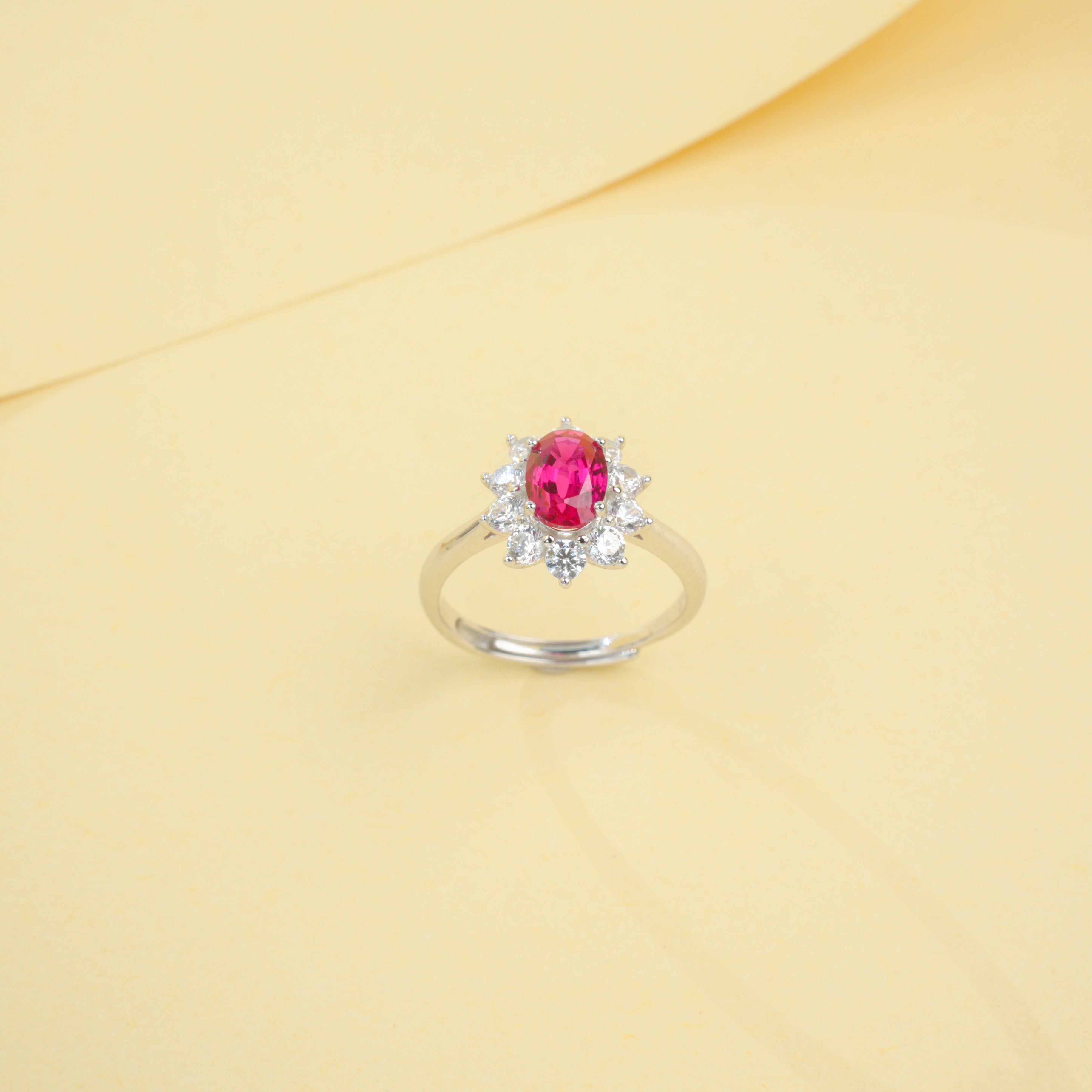 Lab-Grown Emerald - Oval Emerald Diamond Cluster Starburst Ring