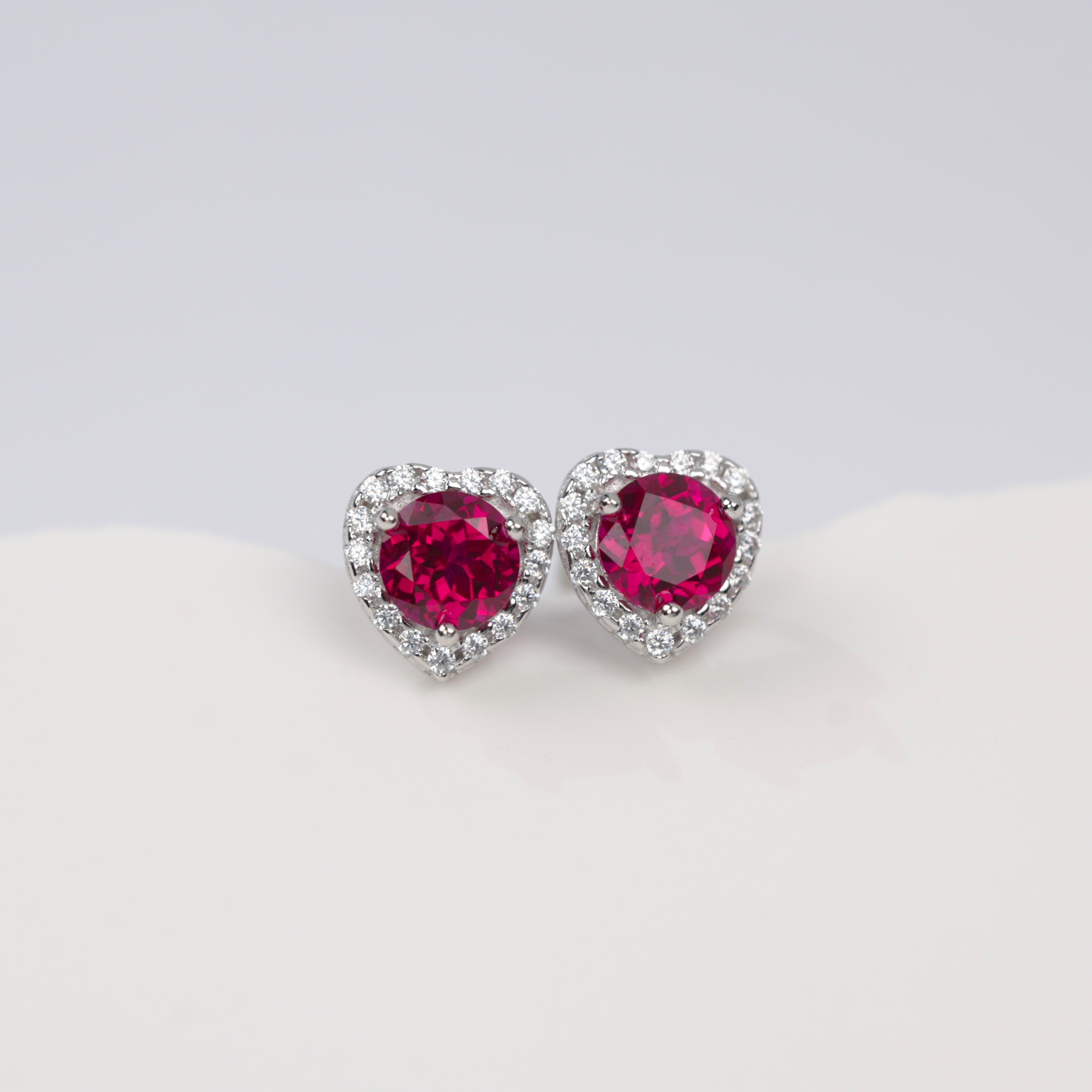 Lab-Grown Sapphire - Indigo Round Diamond Heart Starburst Studs