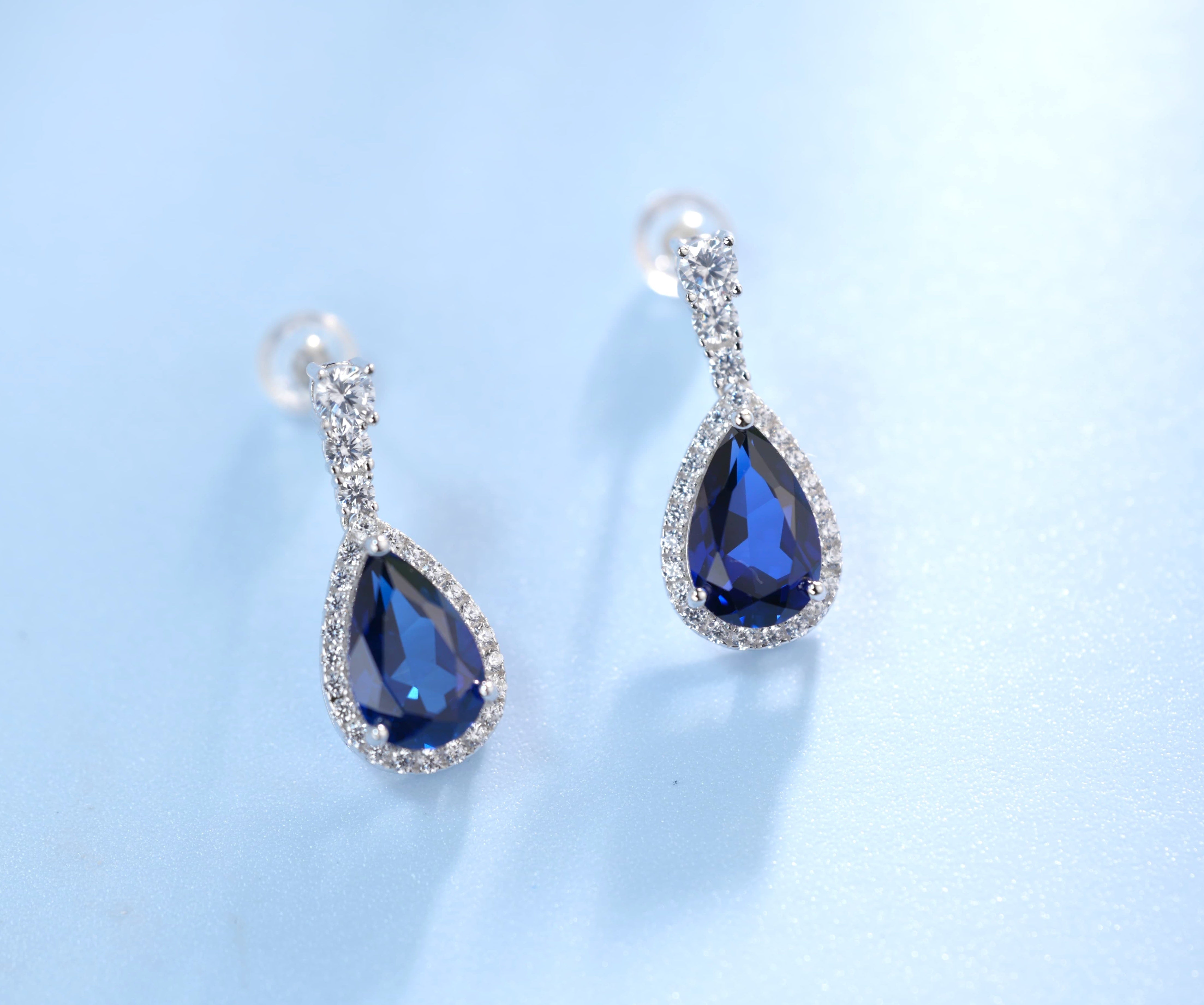 Lab-Grown Emerald - Emerald Drop Diamond Halo Soft Pendant Stud Earrings