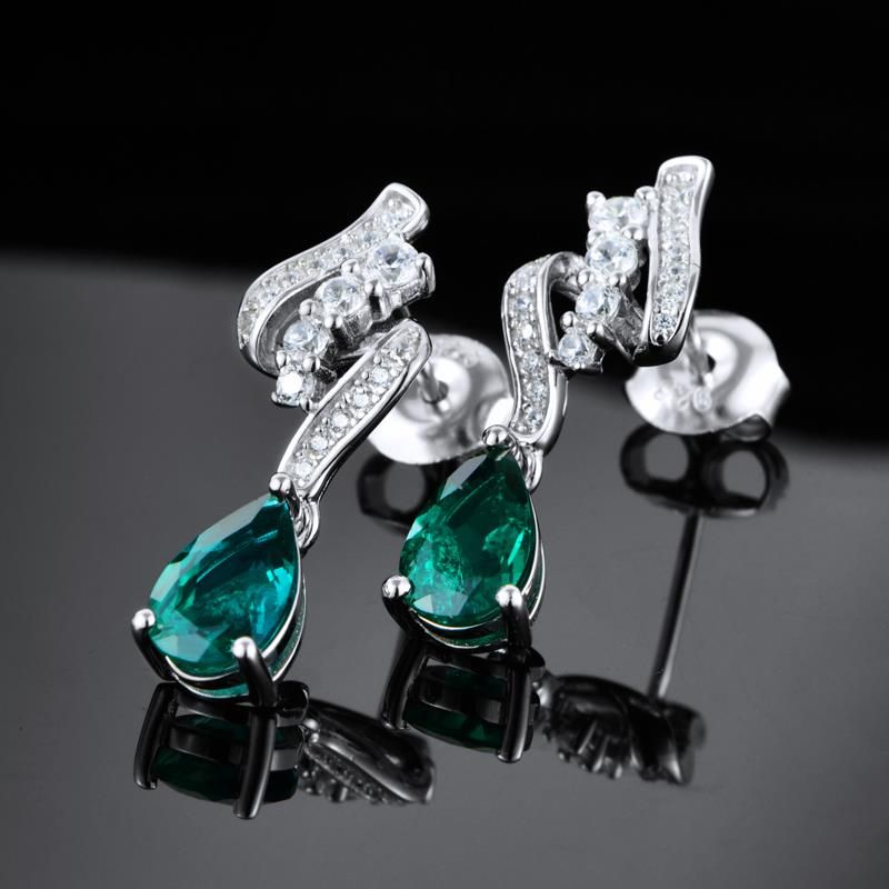 Lab-Grown Emerald - Dewy Emerald Diamond Swirled Soft Curve Earrings