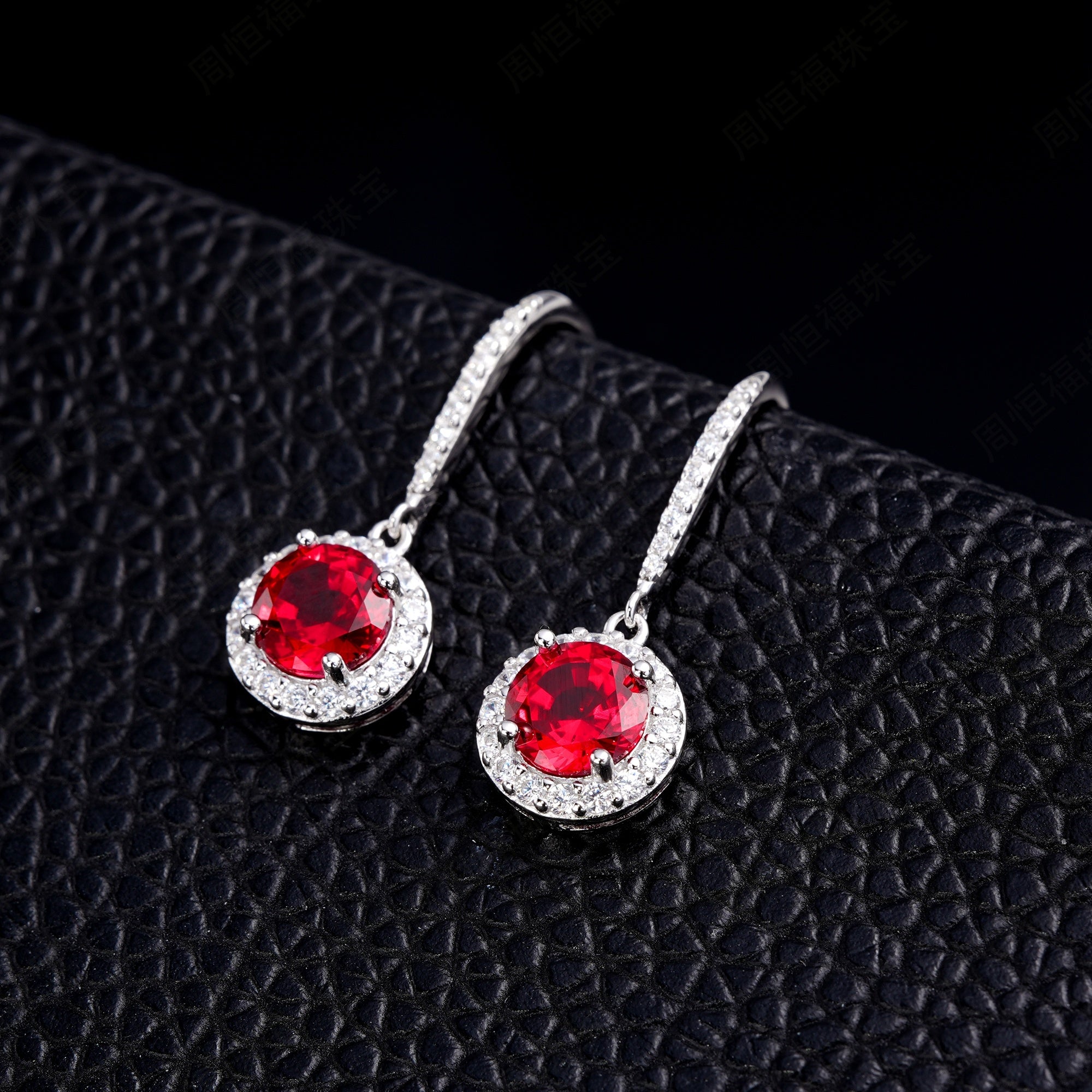 Lab-Grown Emerald - Round Emerald Diamond Halo Delicate Drop Earrings