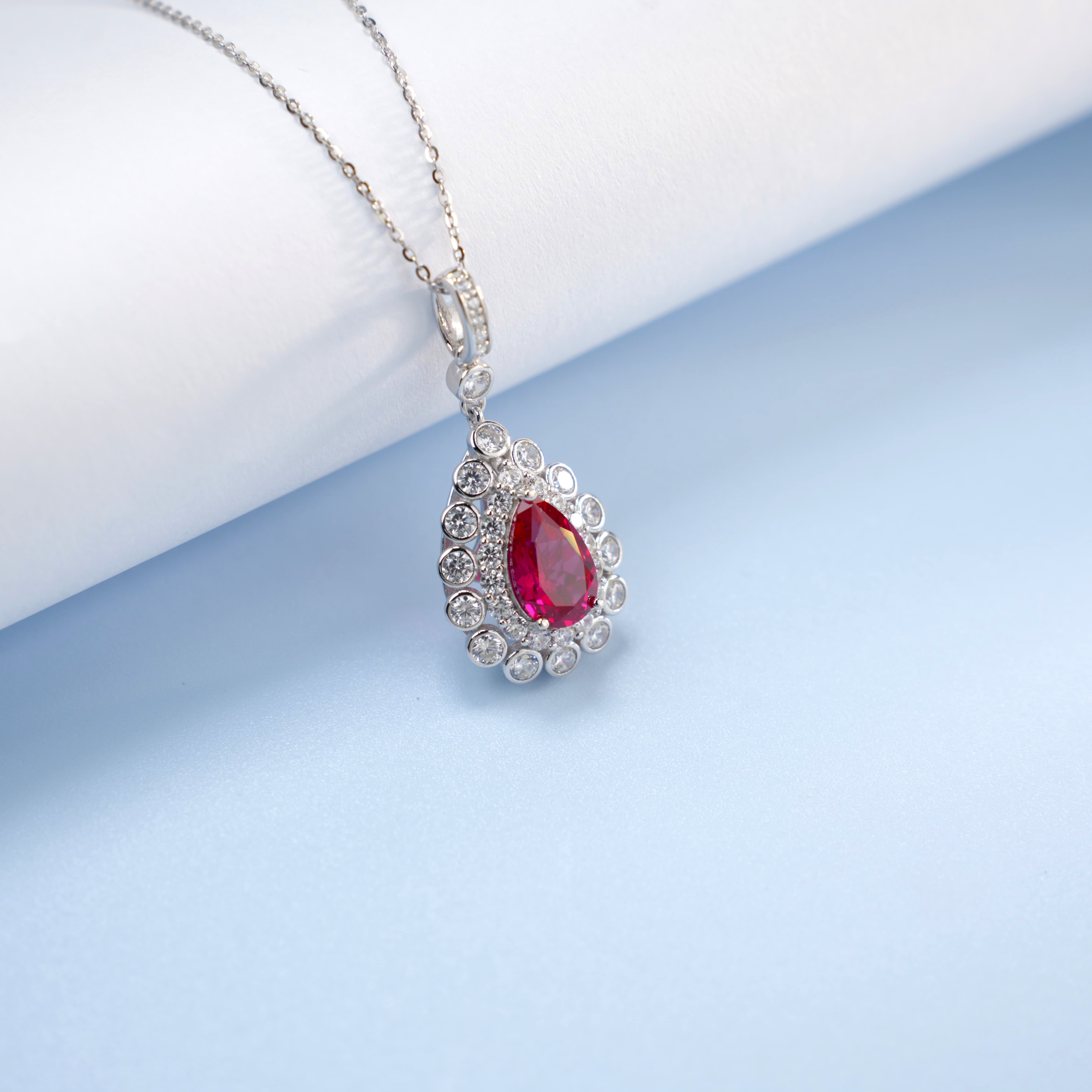 Lab-Grown Emerald - Dewy Emerald Diamond Halo Floral Crown Pendant