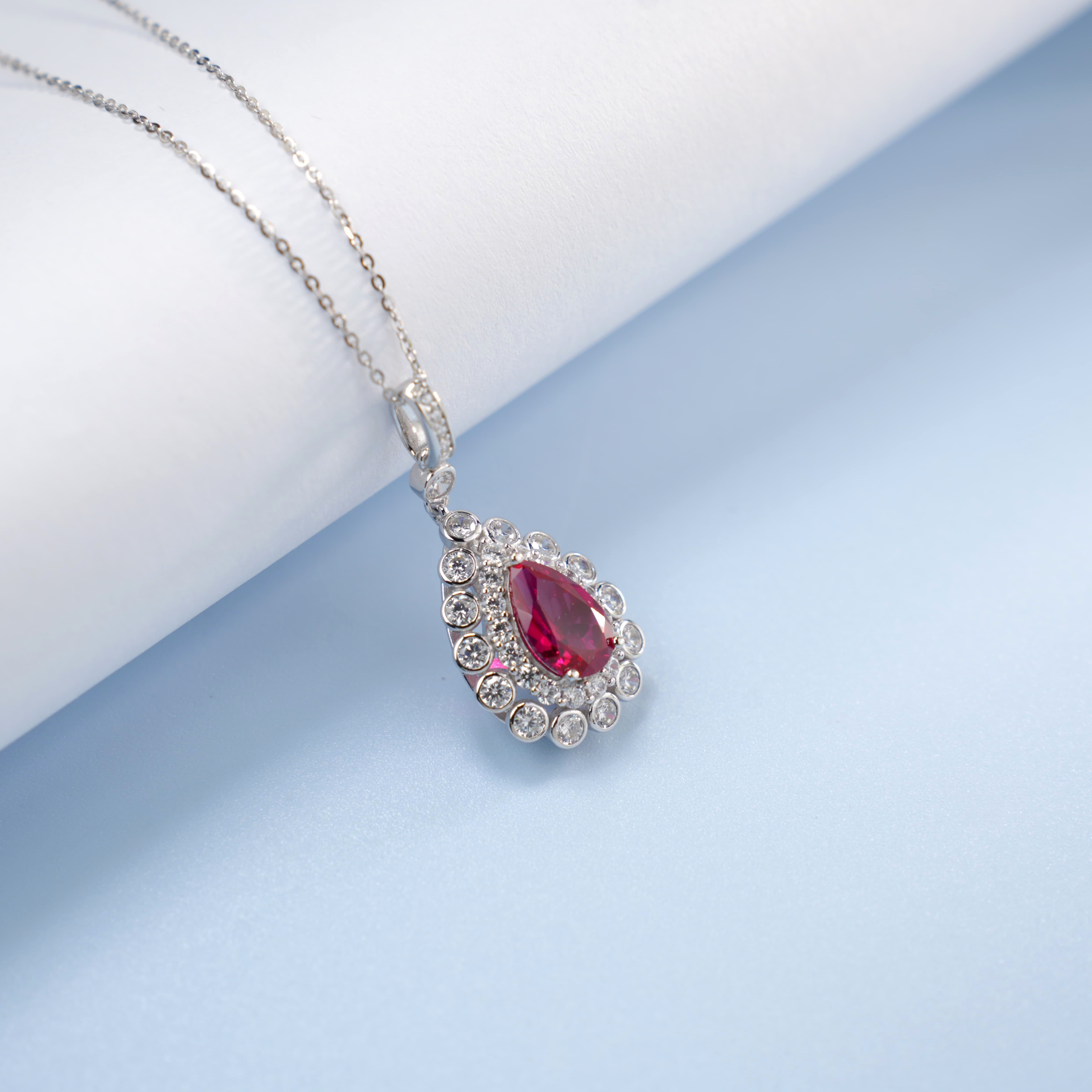 Lab-Grown Emerald - Dewy Emerald Diamond Halo Floral Crown Pendant