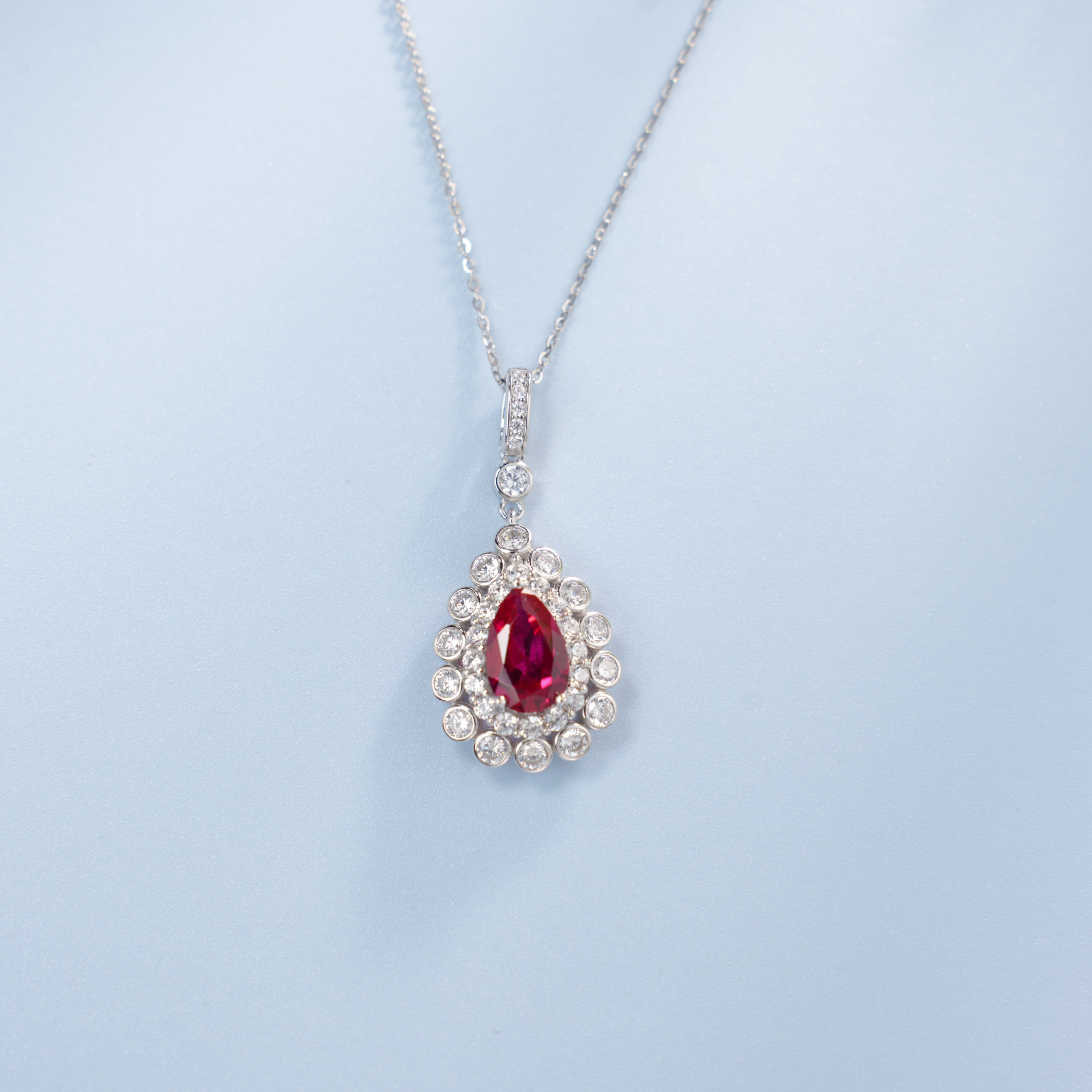 Lab-Grown Emerald - Dewy Emerald Diamond Halo Floral Crown Pendant