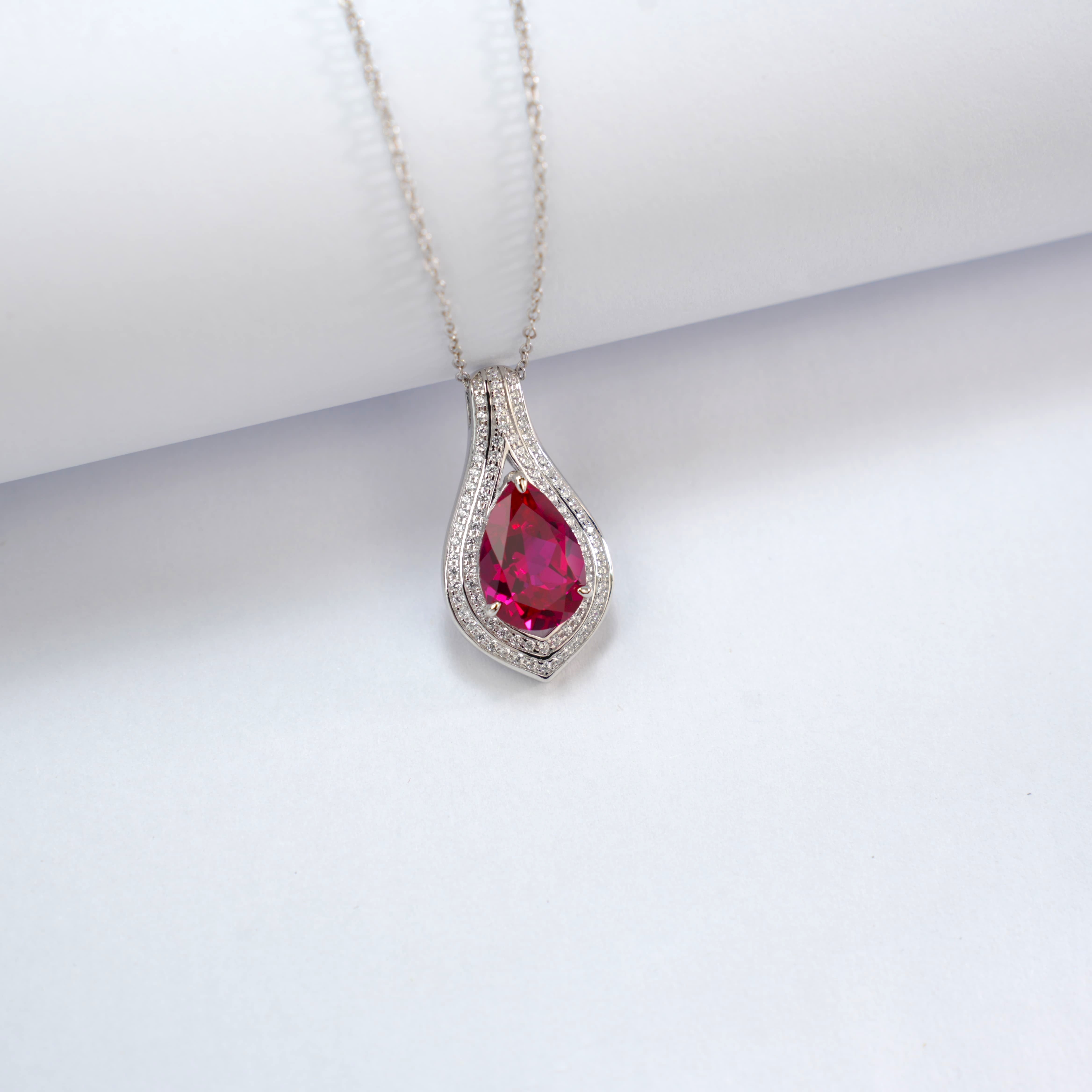 Lab-Grown Emerald - Dewy Emerald Diamond Double Halo Elegant Charm Pendant