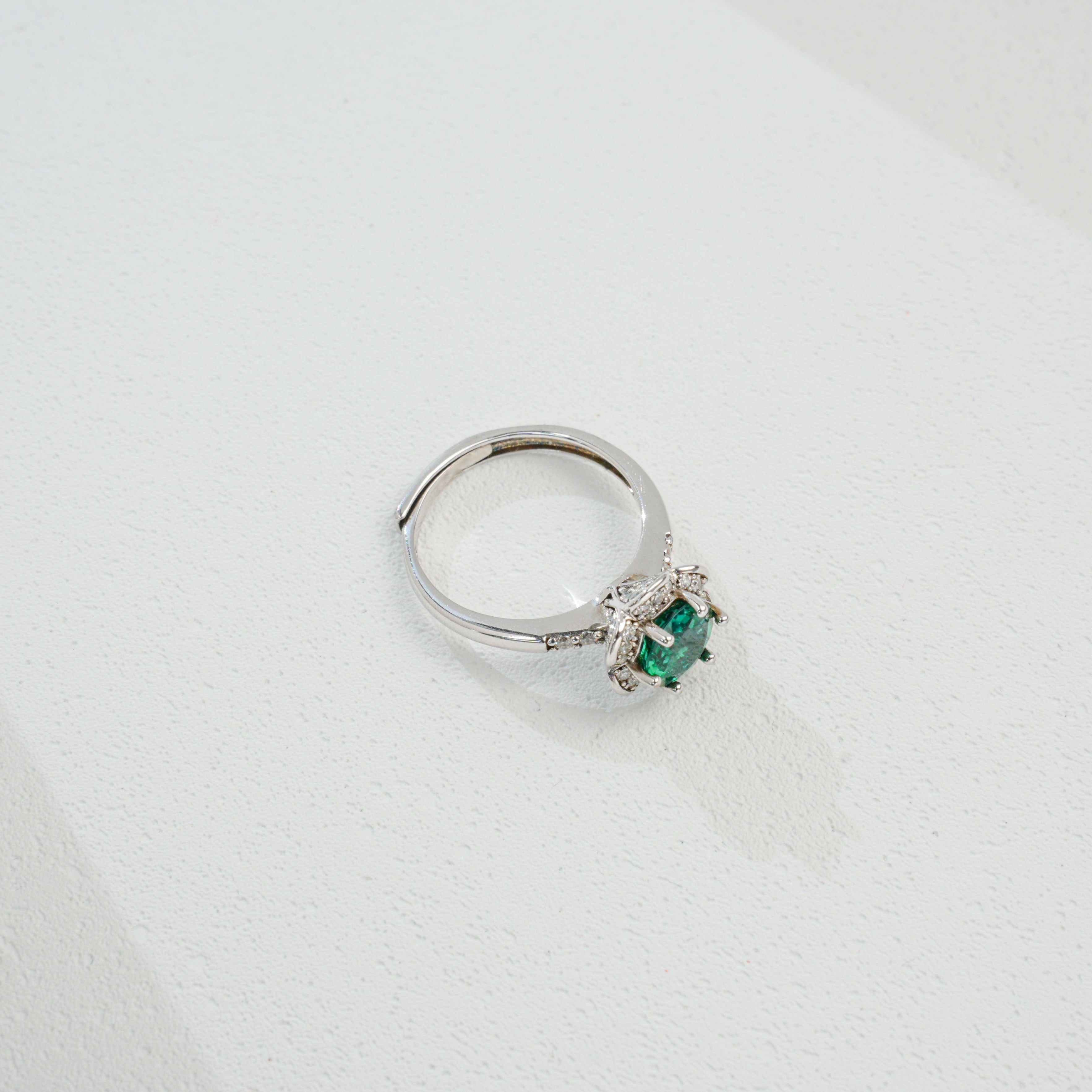 Lab-Grown Emerald - Round Emerald Diamond Blossom Ring