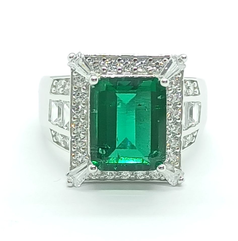 Lab-Grown Emerald - Square Emerald Diamond Radiant Luxury Ring