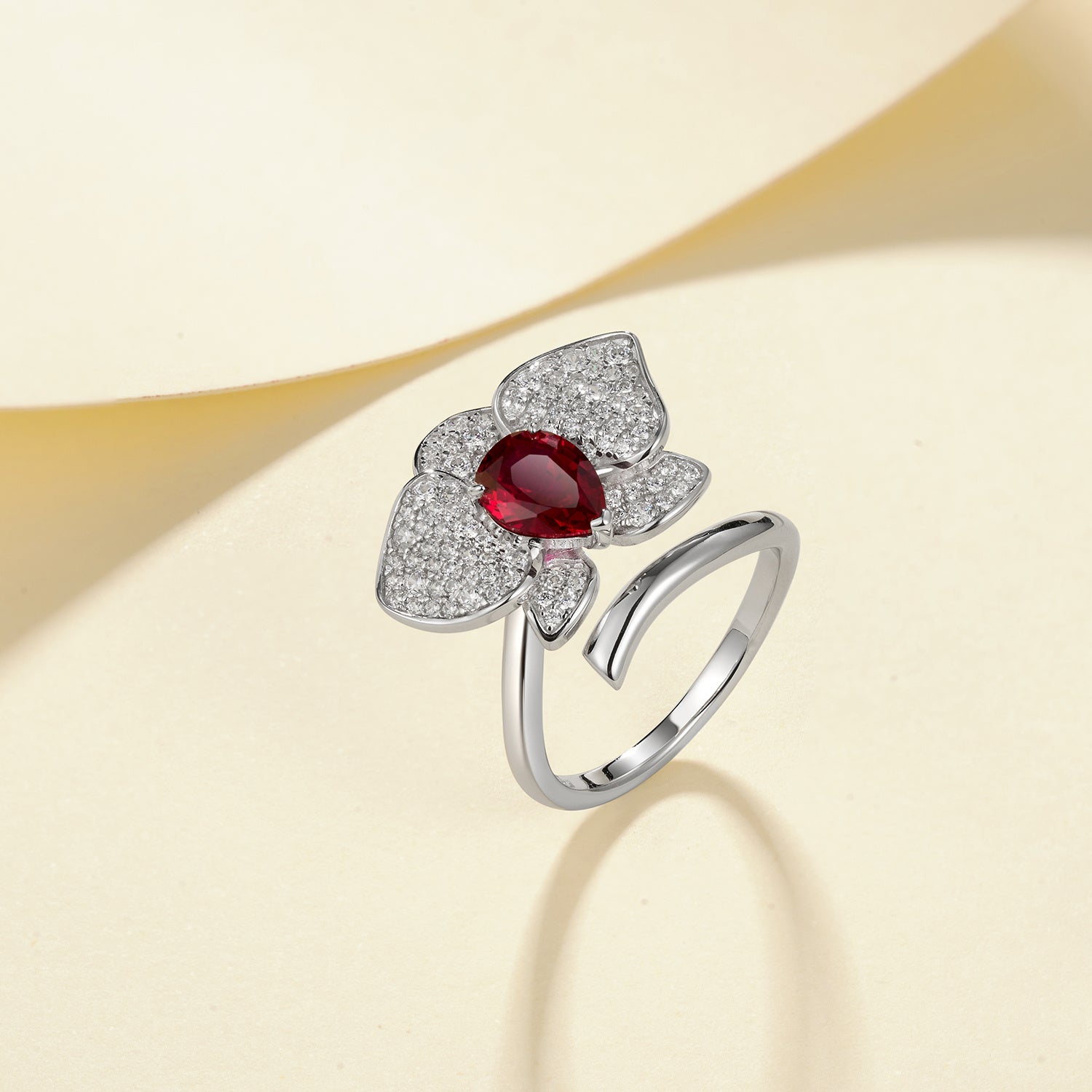 Lab-Grown Emerald - Dewy Emerald Diamond Blossom Ring