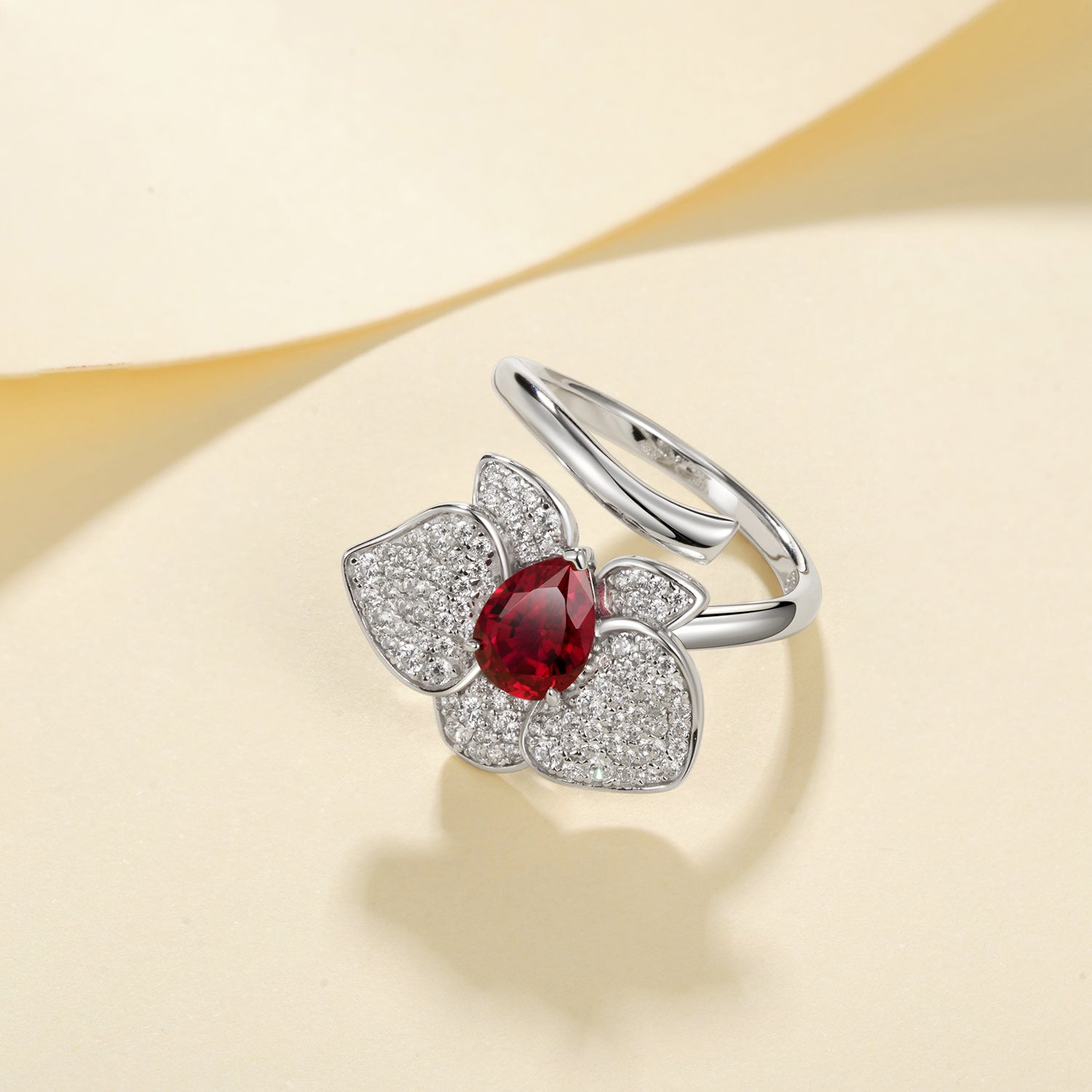 Lab-Grown Emerald - Dewy Emerald Diamond Blossom Ring