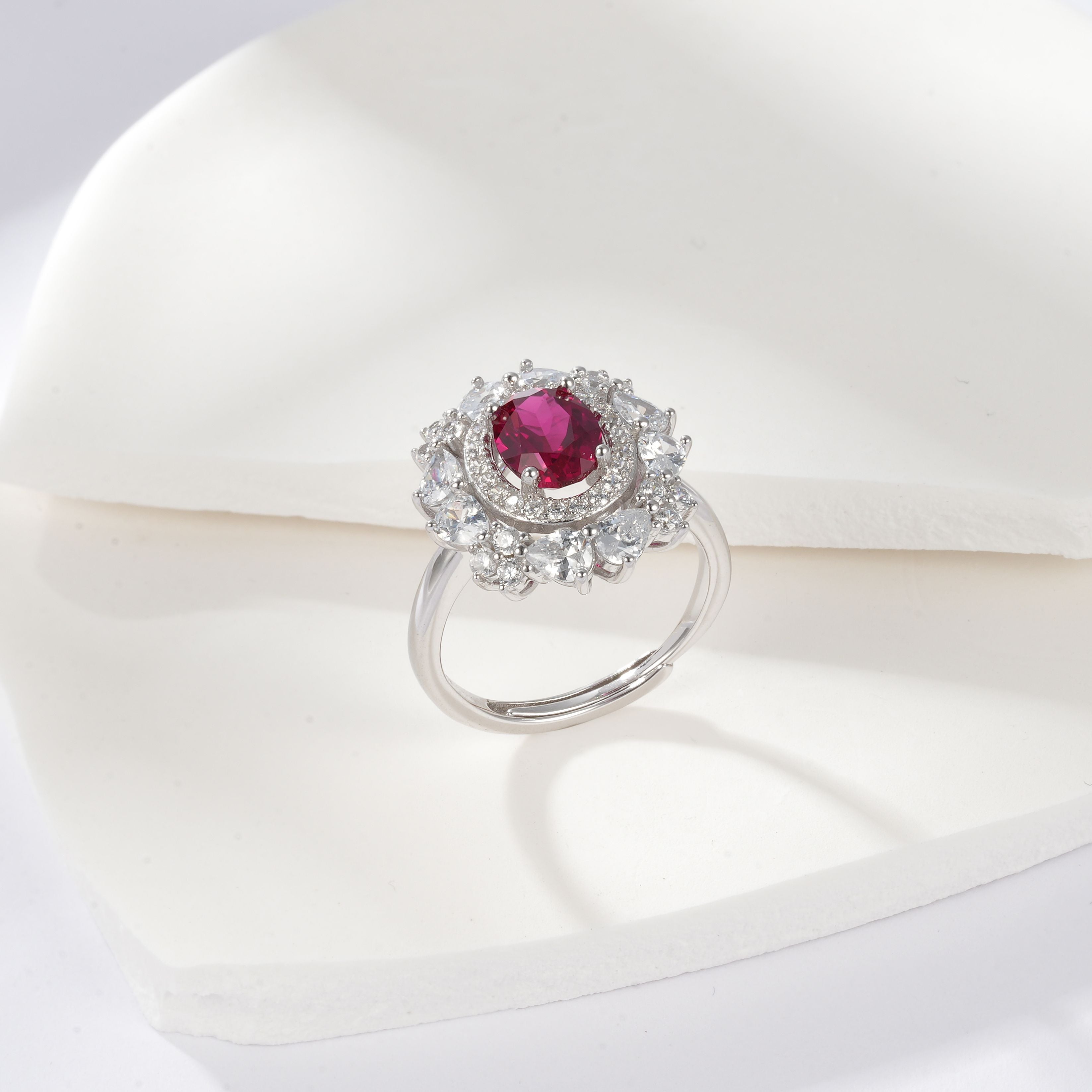 Lab-Grown Emerald - Oval Emerald Diamond Cluster Ring