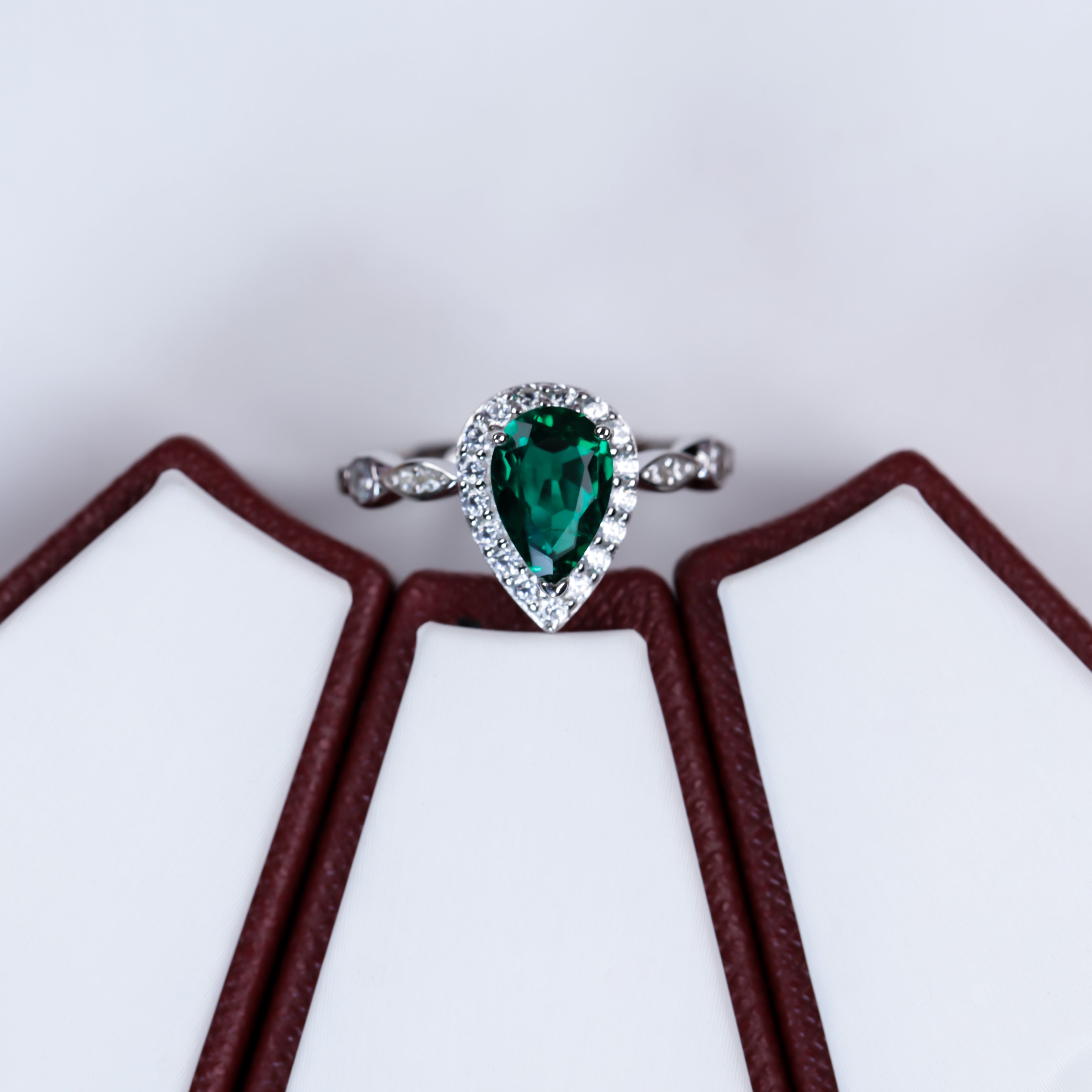 Lab-Grown Emerald - Dewy Emerald Diamond Halo Soft Charm Ring