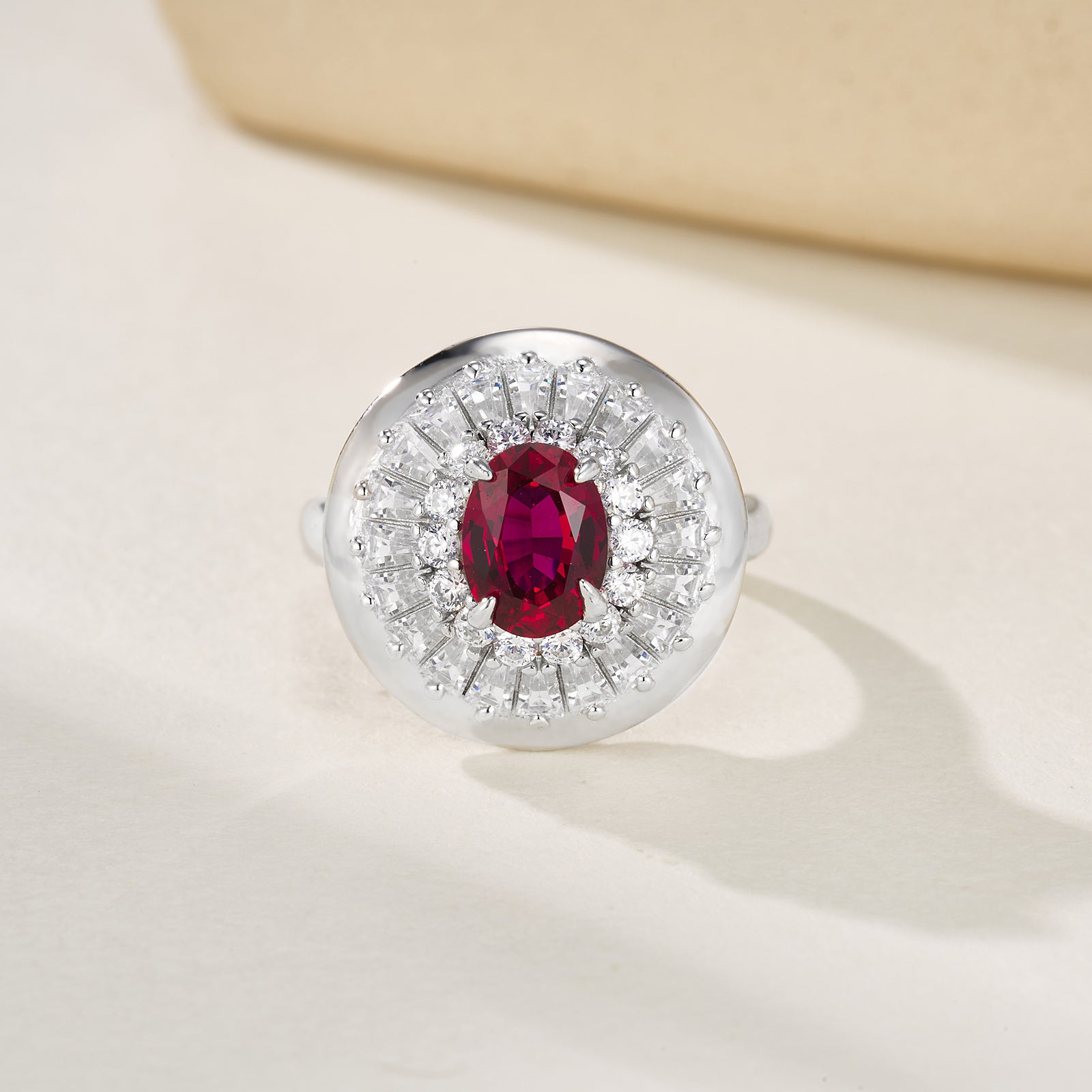 Lab-Grown Emerald - Oval Emerald Diamond Starburst Ring