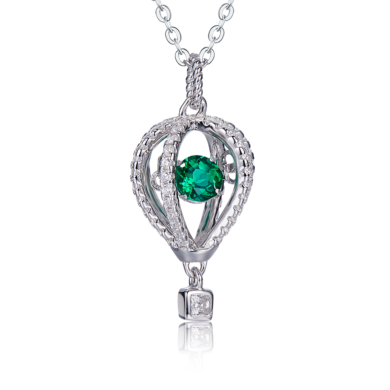 Emerald Hot Air Balloon Necklace | Lab-Created Gemstone