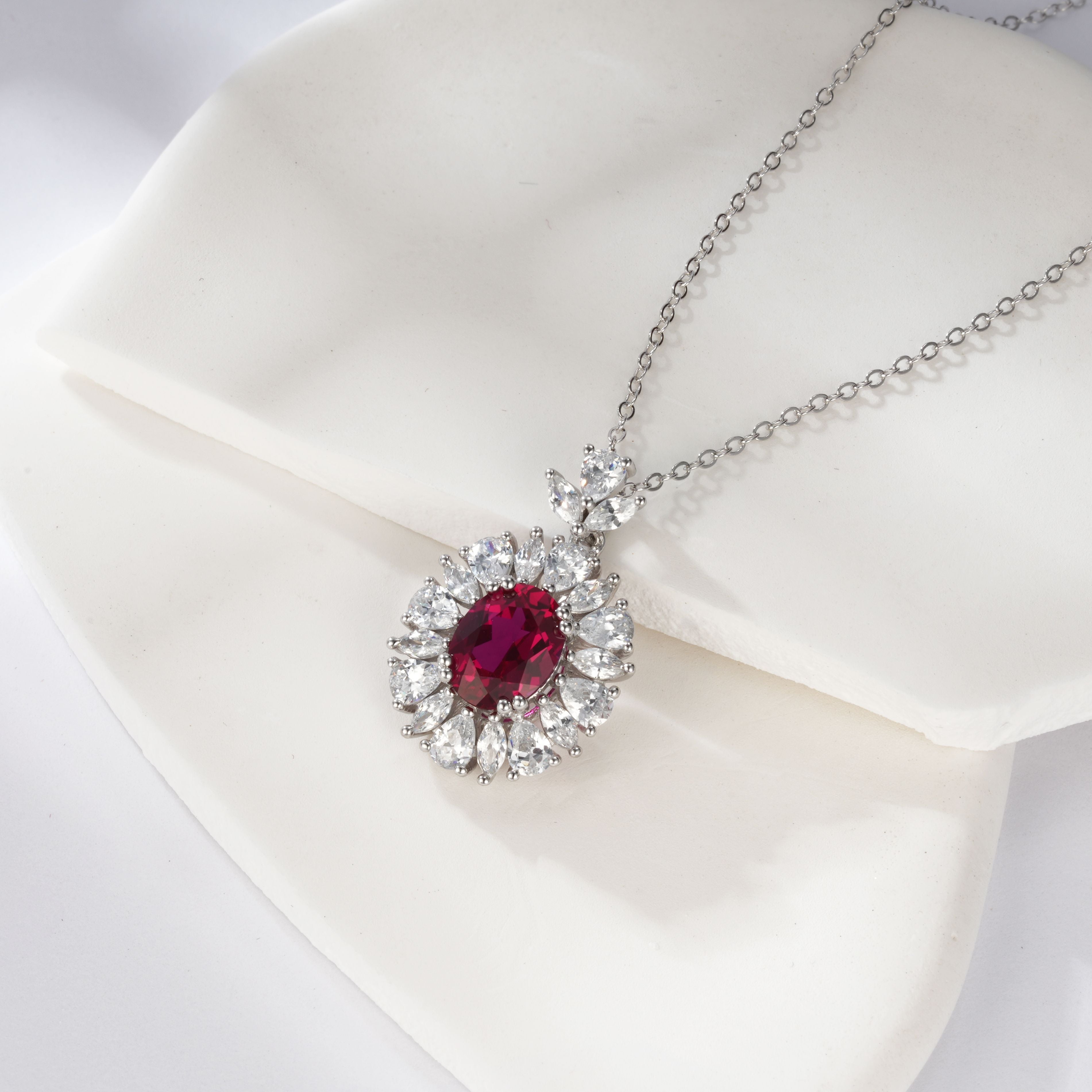 Legacy Halo | Classically Set Lab-Created Emerald Centerpiece Necklace